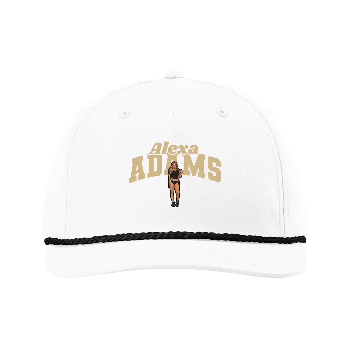 Five-Panel Classic Rope Cap — Signature Arch in White