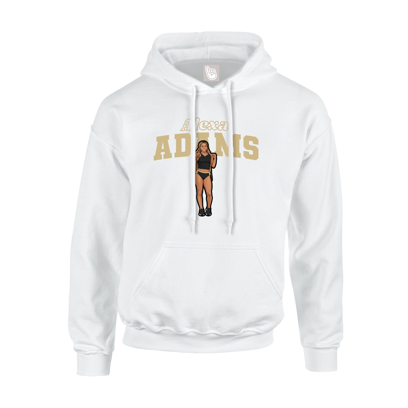 Youth Hoodie — Name Arch in White