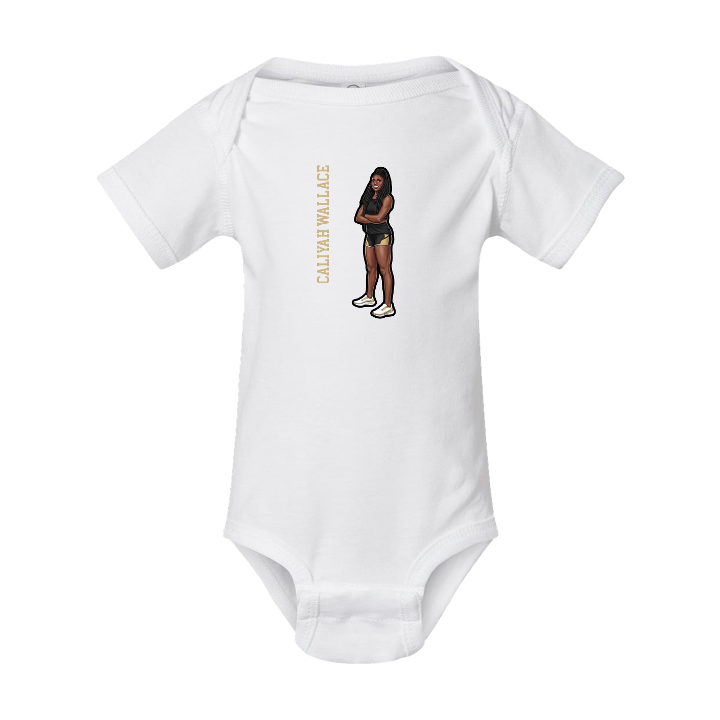 Baby Onesie — Name Vertical in White