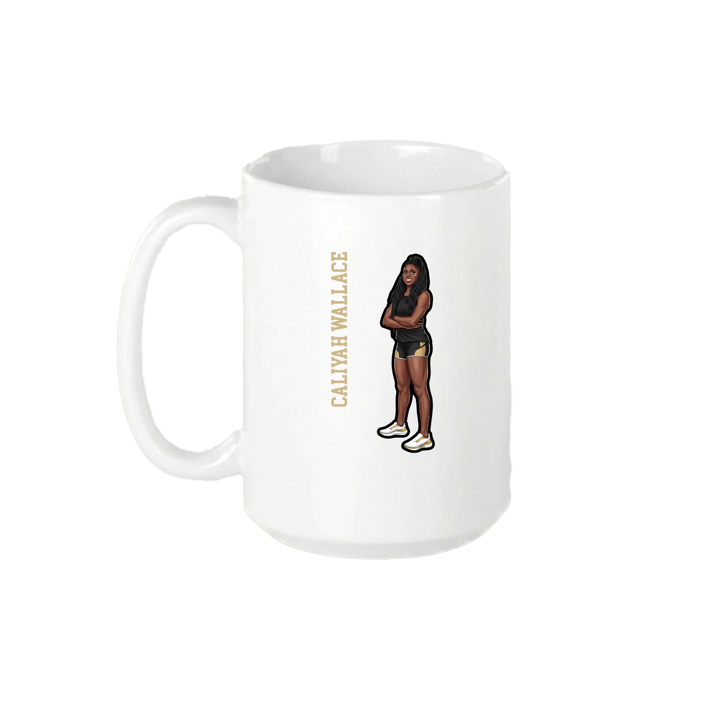 15oz Coffee Mug — Name Vertical in White