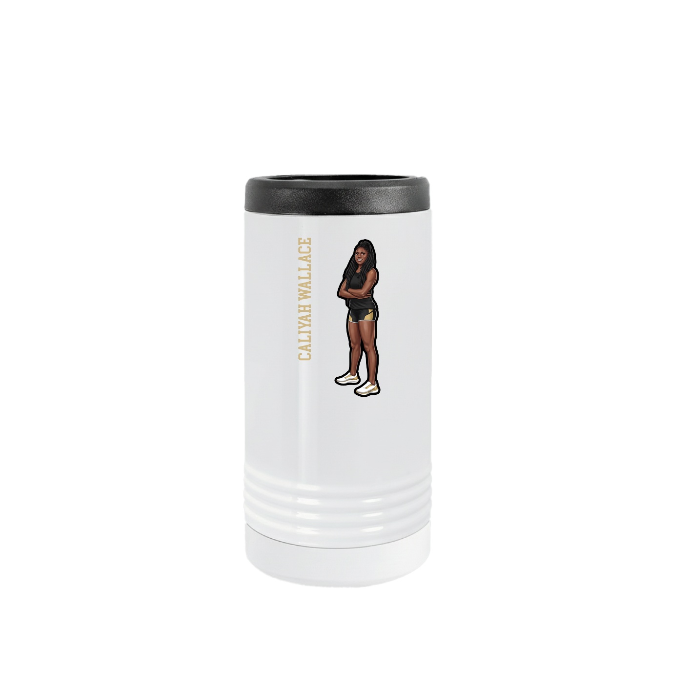 Slim Beverage Holder — Name Vertical in White