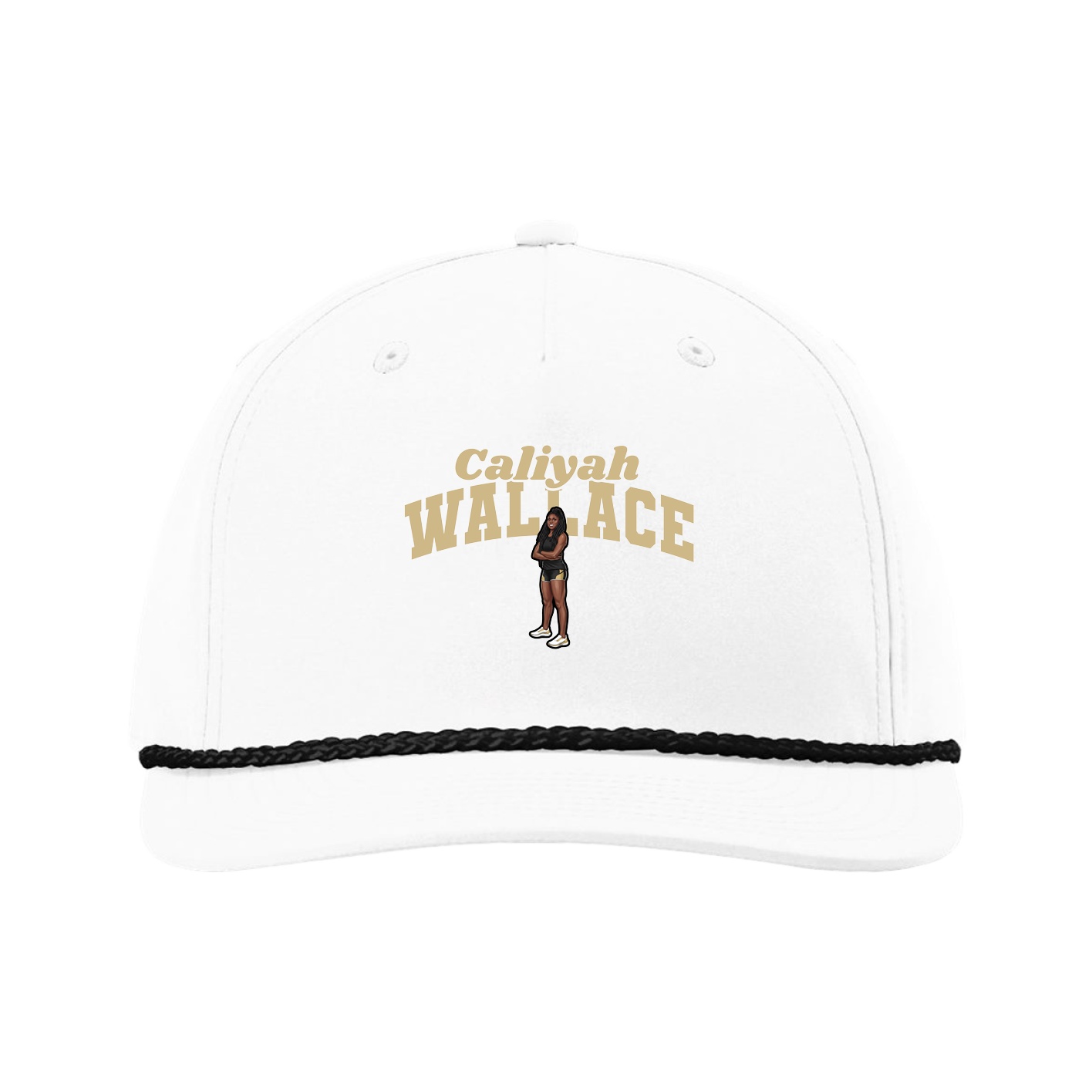 Five-Panel Classic Rope Cap — Signature Arch in White