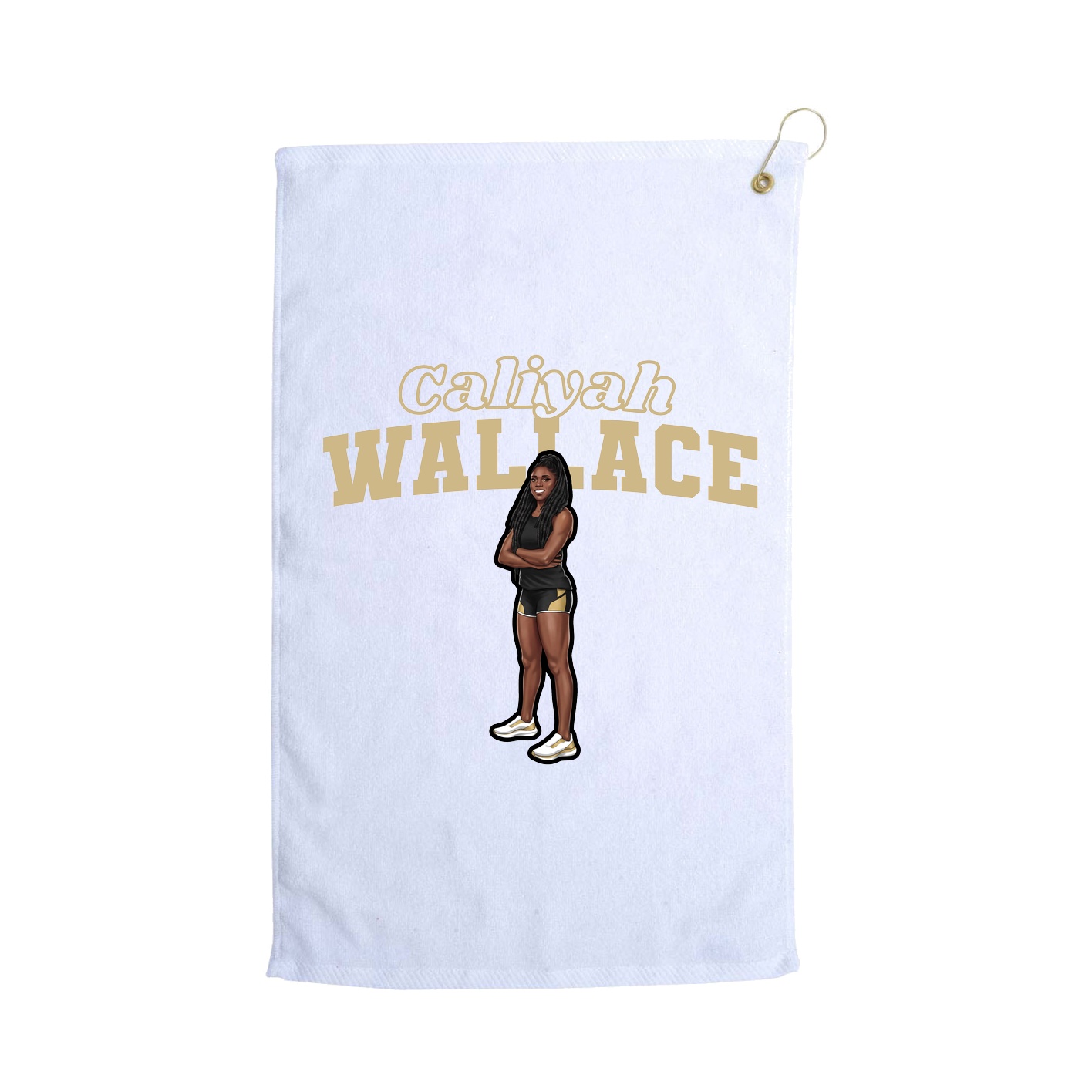 Golf Towel — Name Arch in White