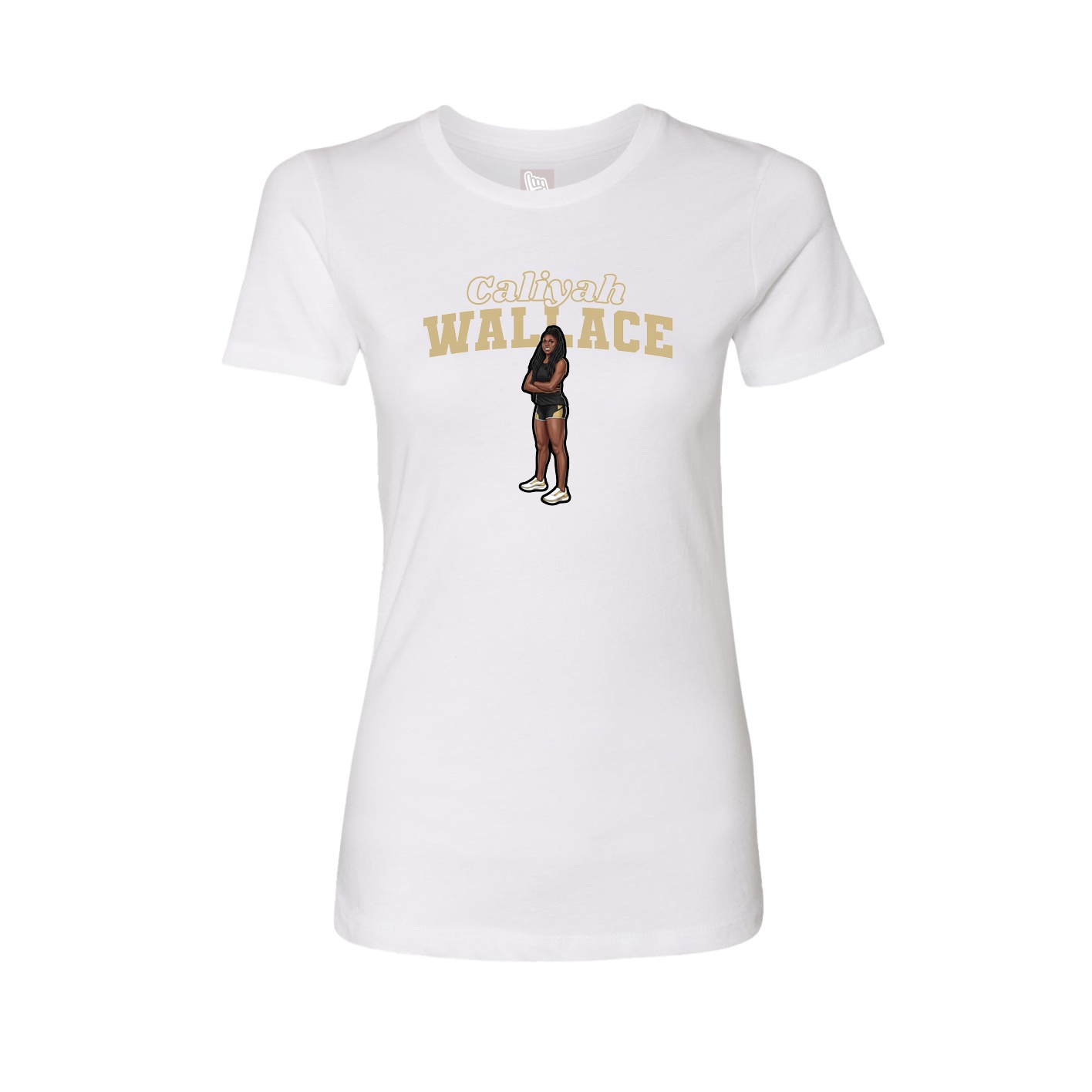 Fitted Women's Tee — Name Arch in White