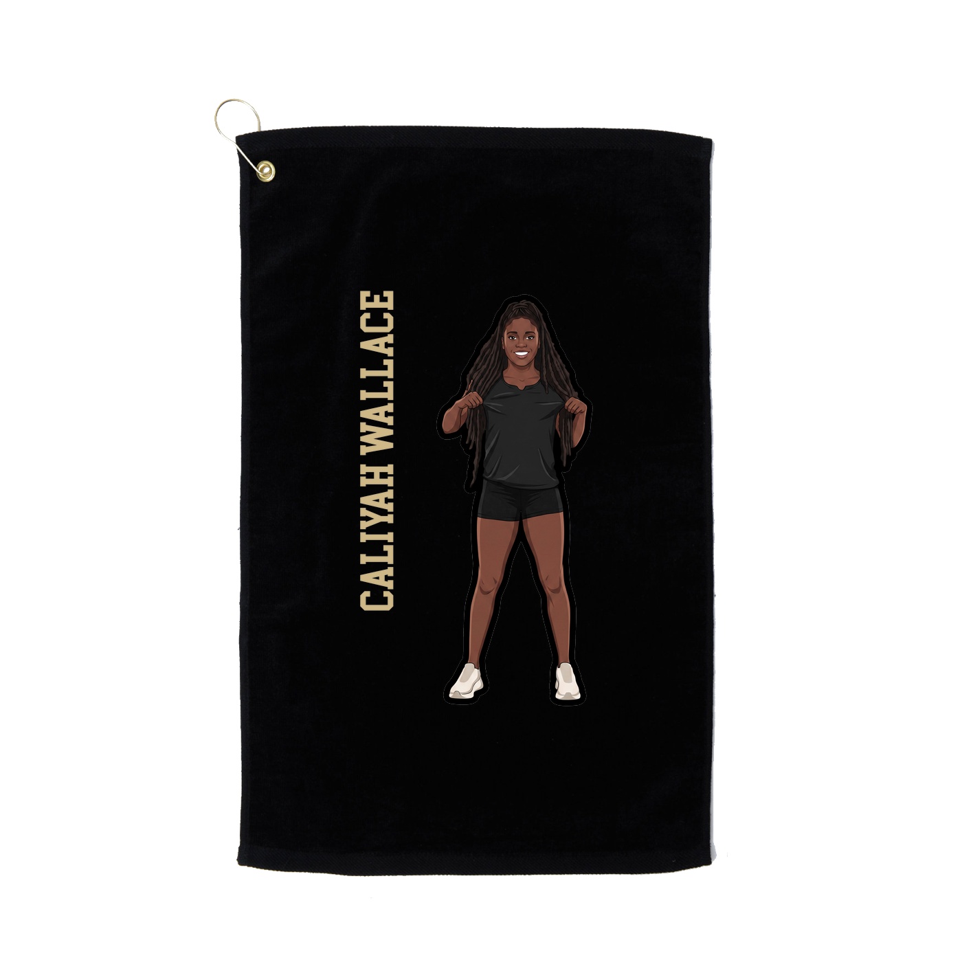 Golf Towel — Name Vertical in Black