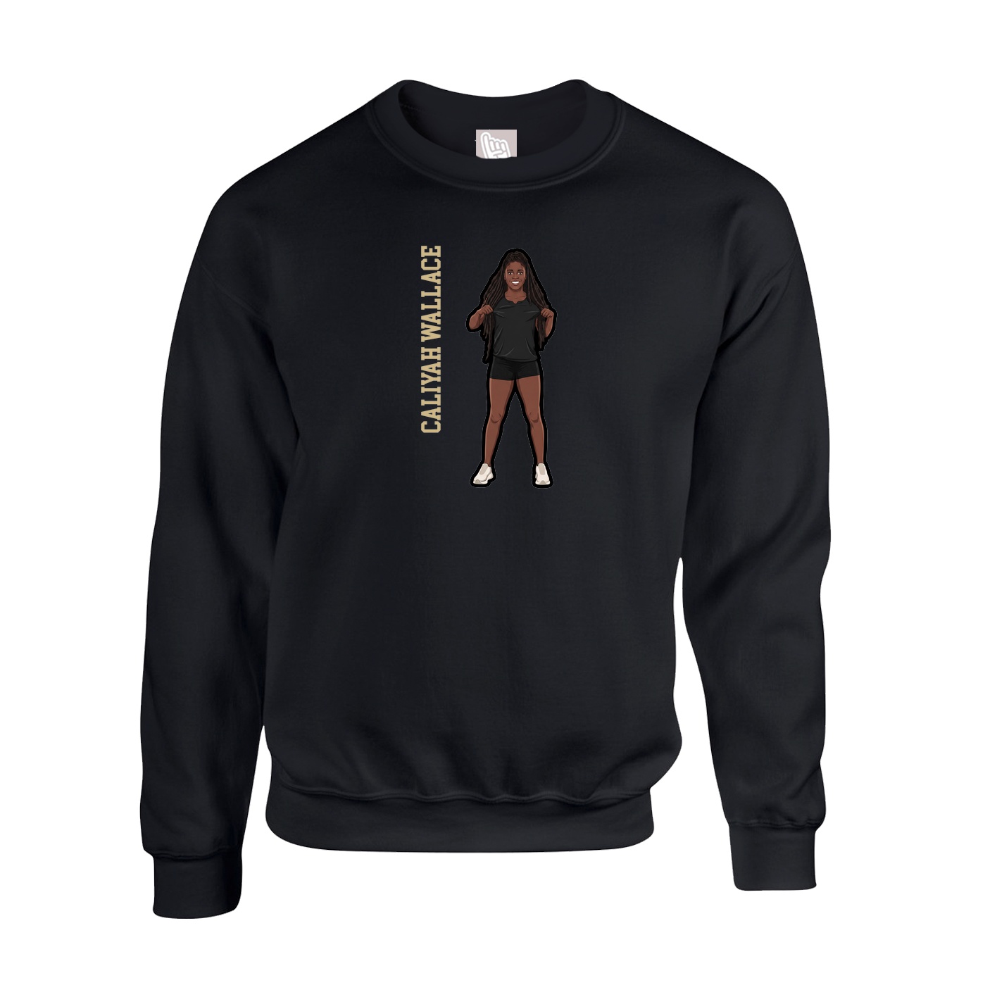 Fleece Crew — Name Vertical in Black