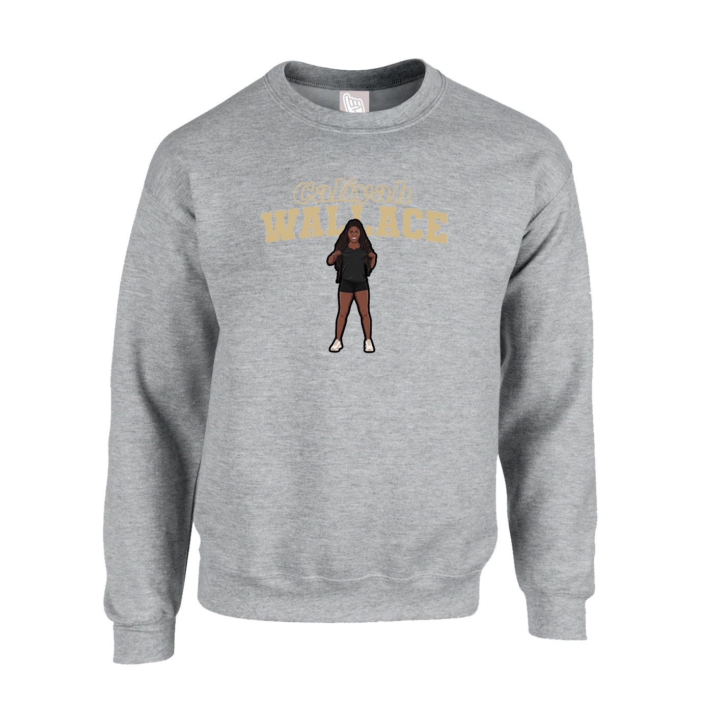 Fleece Crew — Name Arch in Grey