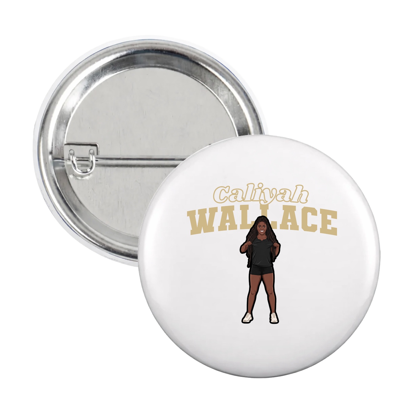 Game Day Button — Name Arch in White