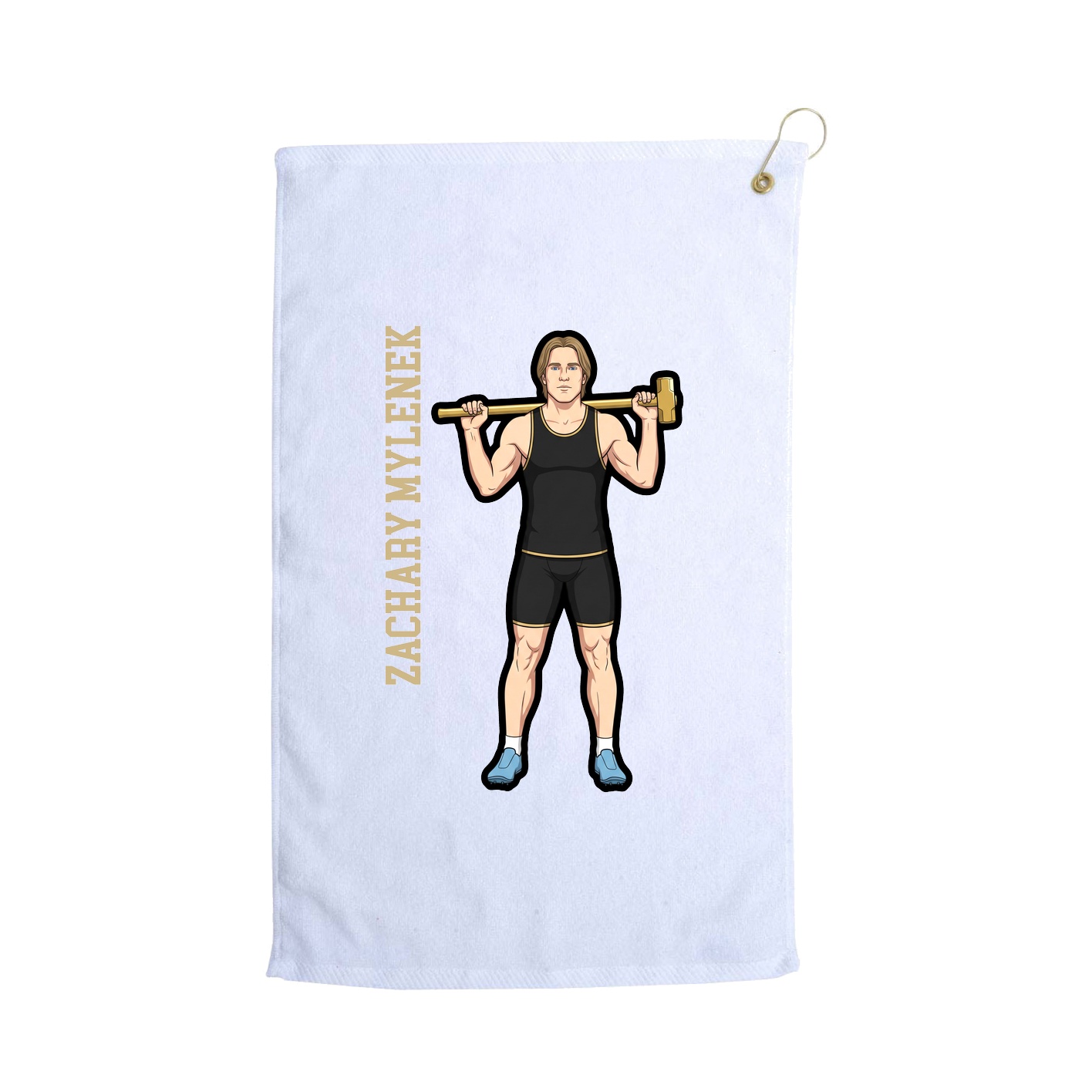 Golf Towel — Name Vertical in White