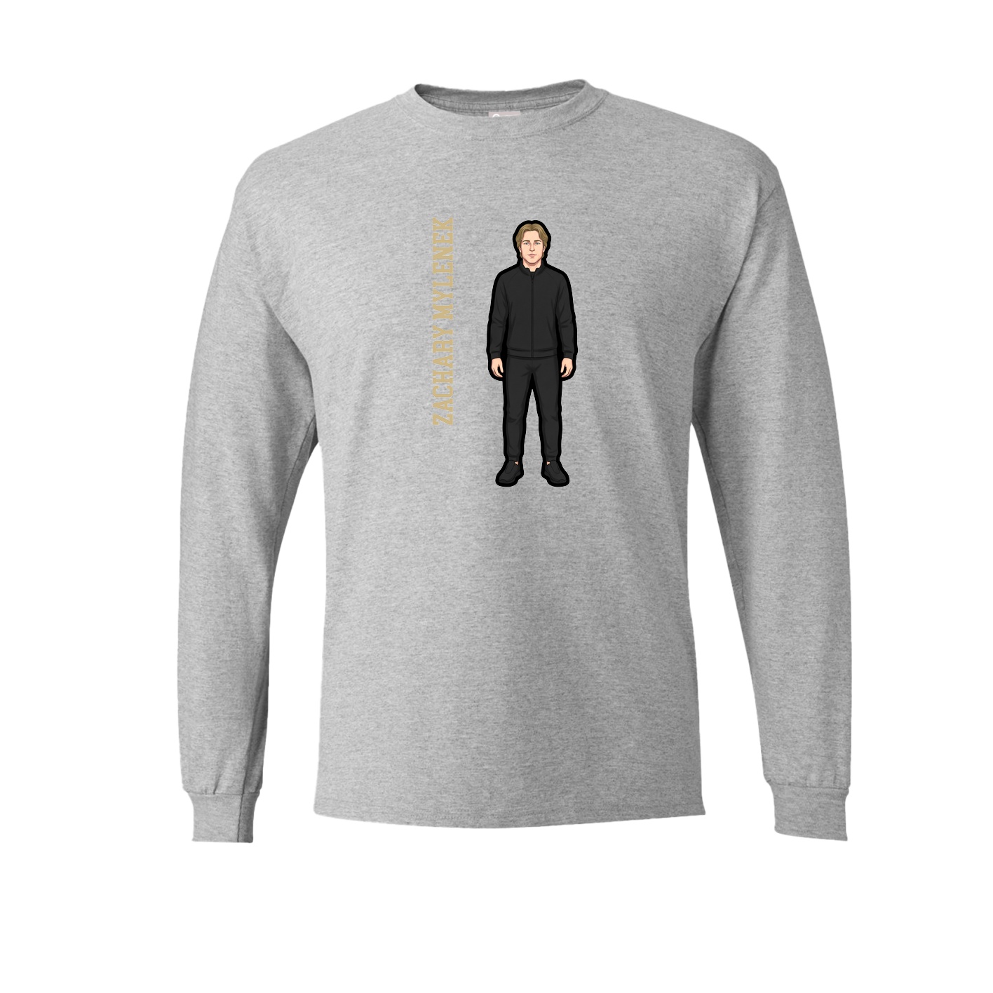 Long Sleeve Tee — Name Vertical in Grey