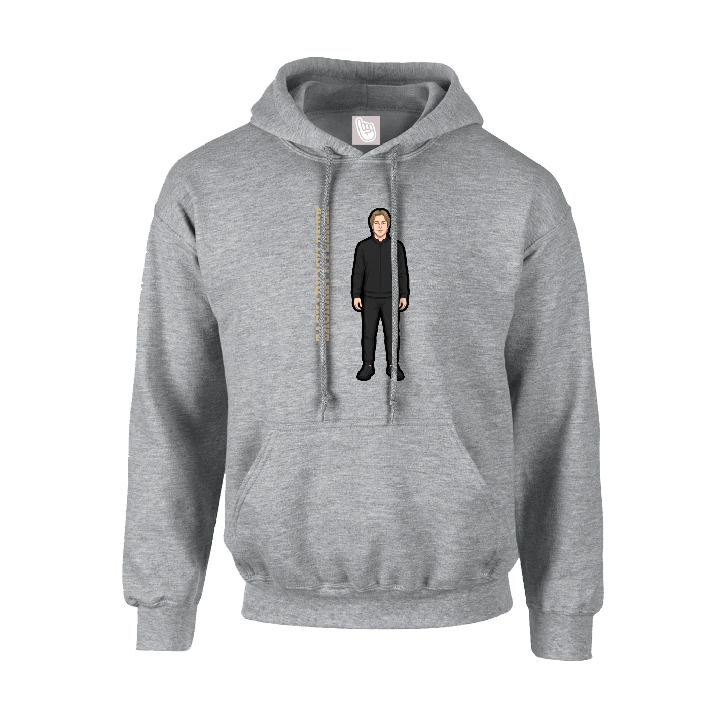 Youth Hoodie — Name Vertical in Grey