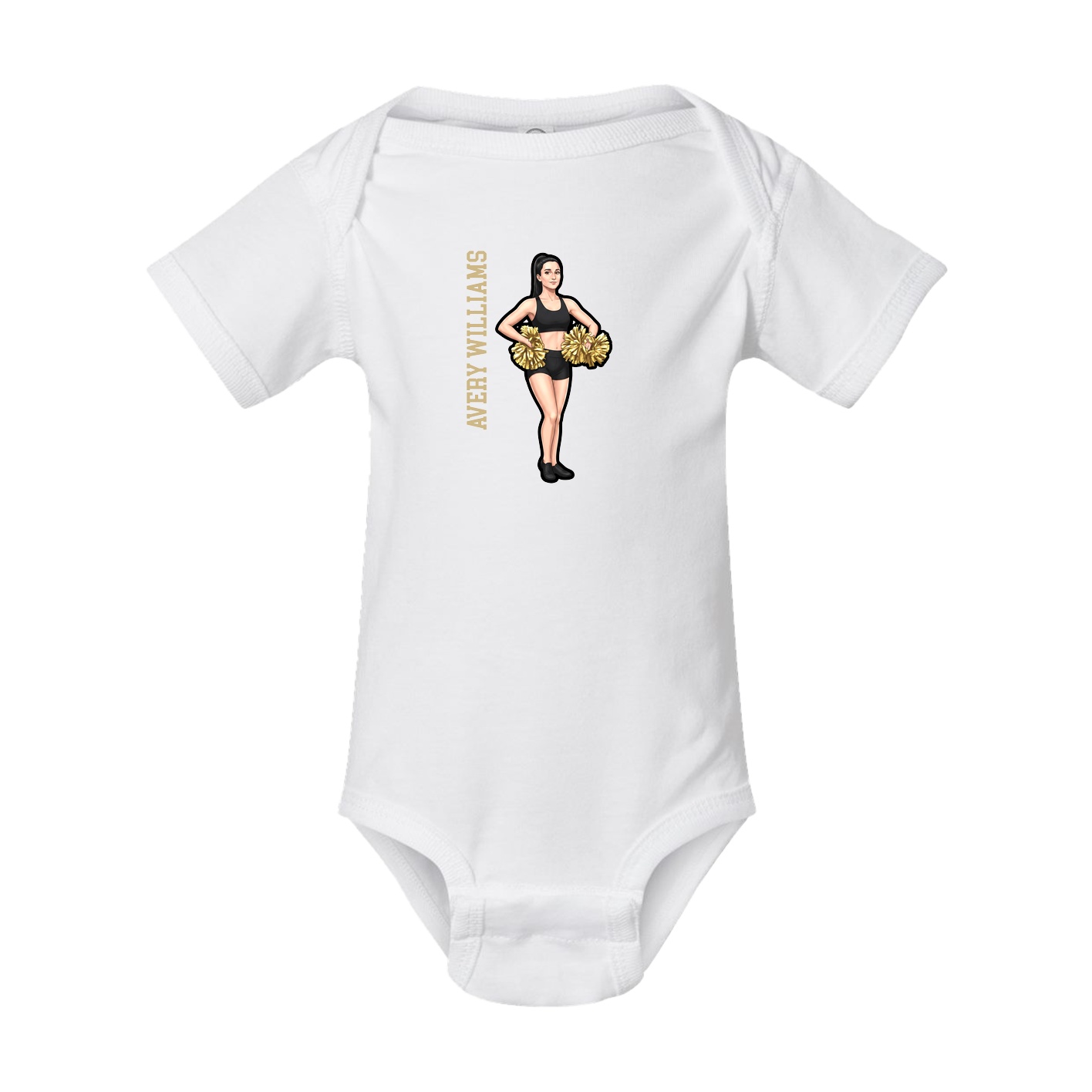 Baby Onesie — Name Vertical in White