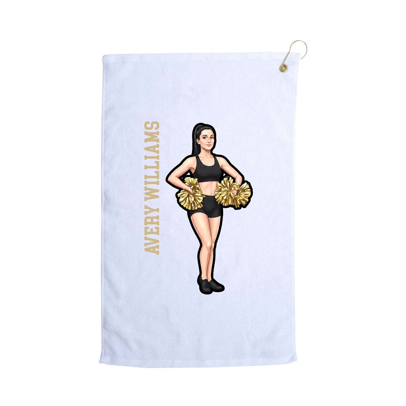 Golf Towel — Name Vertical in White
