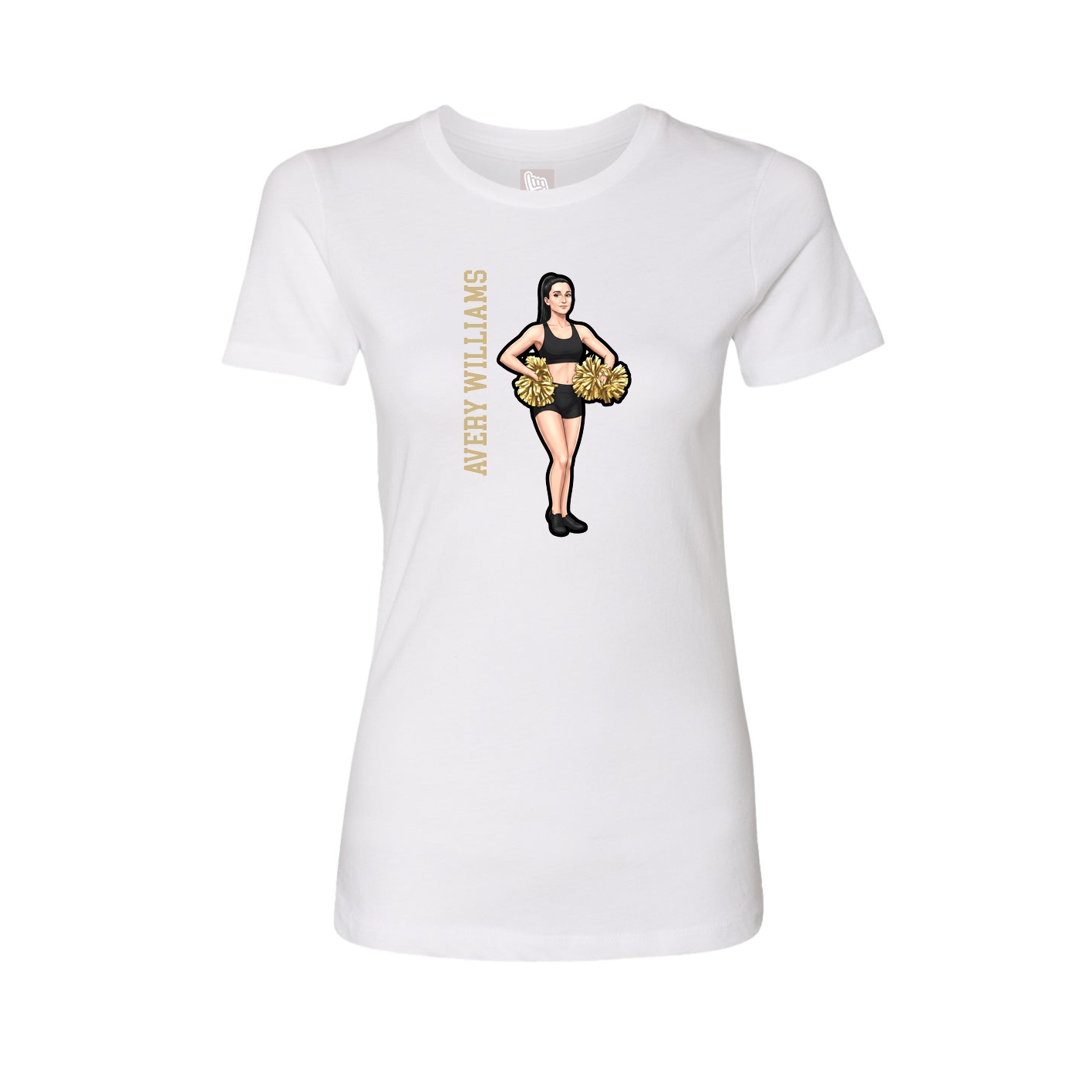 Fitted Women's Tee — Name Vertical in White