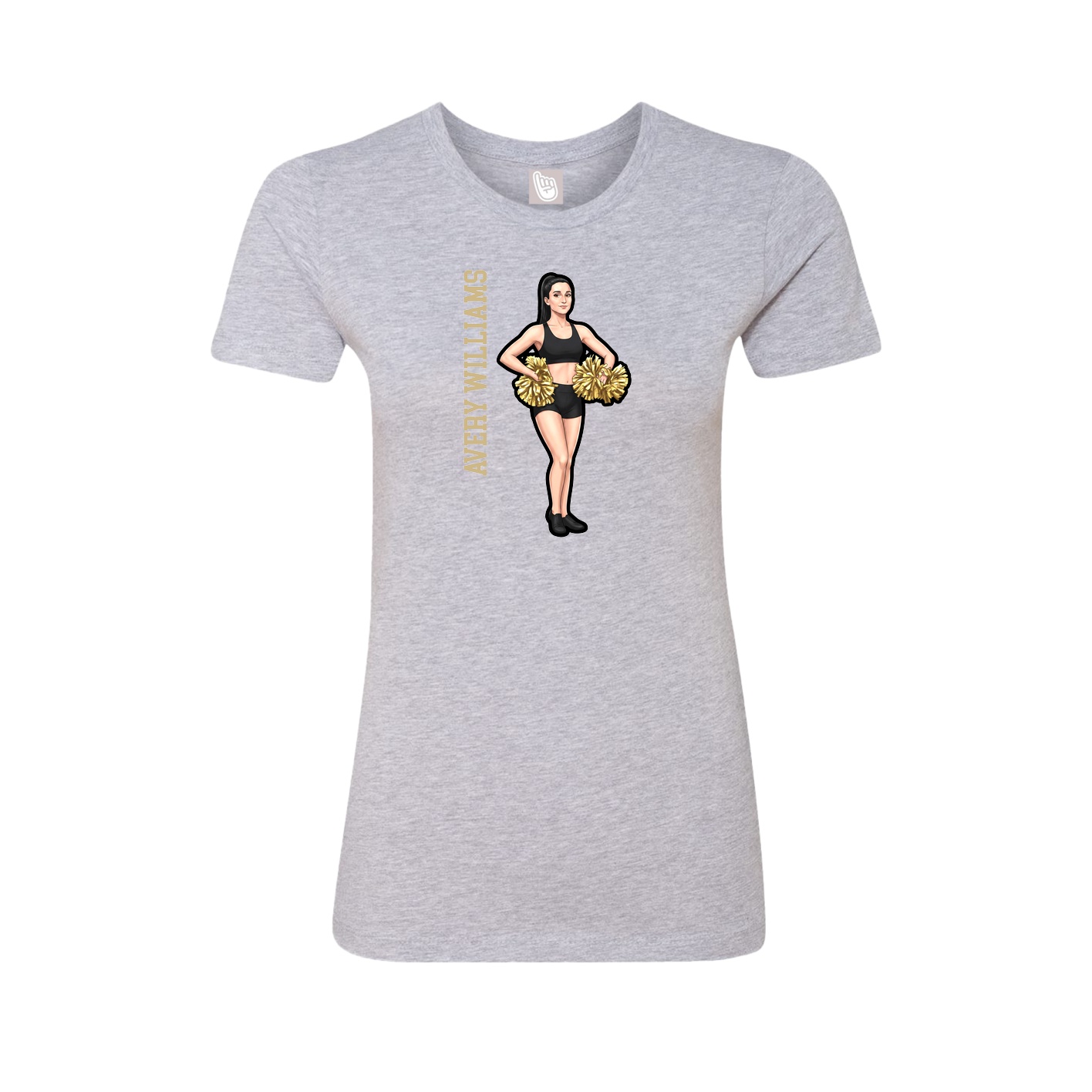 Fitted Women's Tee — Name Vertical in Grey