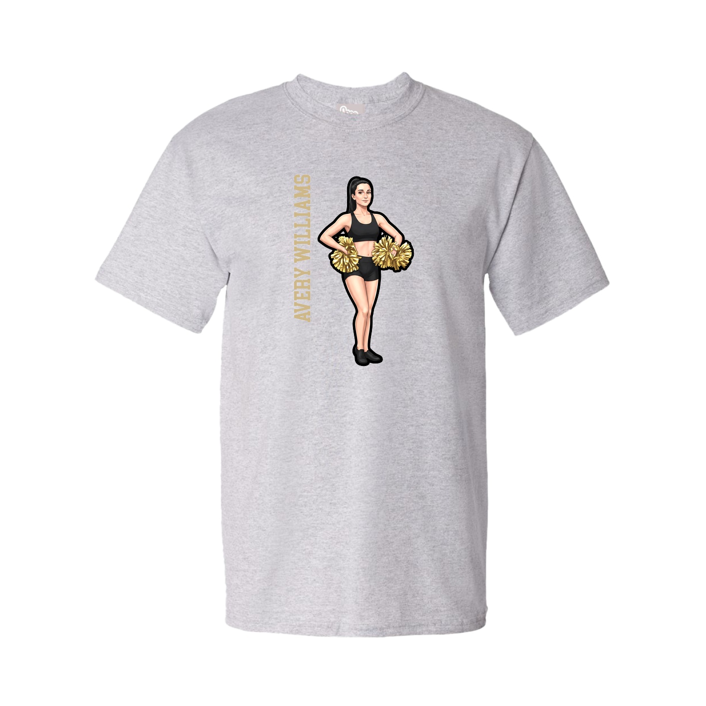 Youth Tee — Name Vertical in Grey
