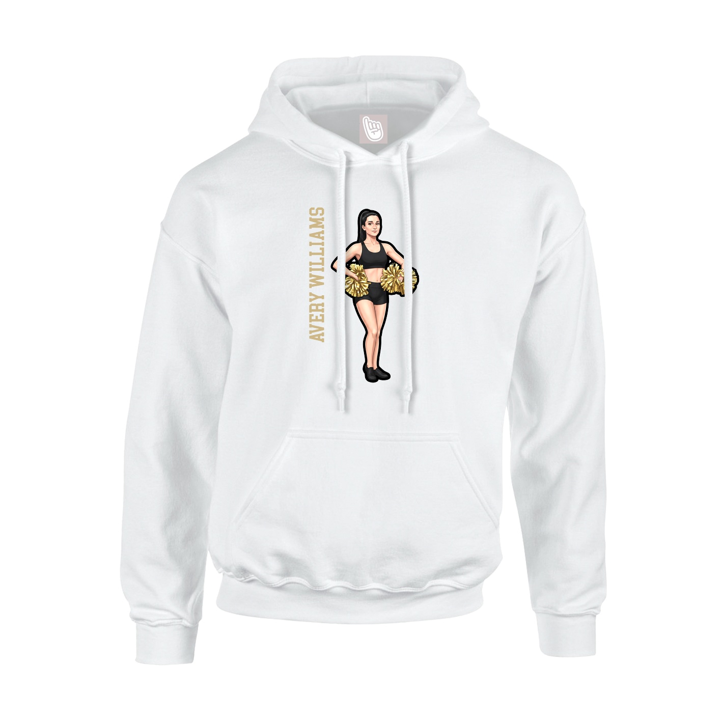 Hoodie — Name Vertical in White