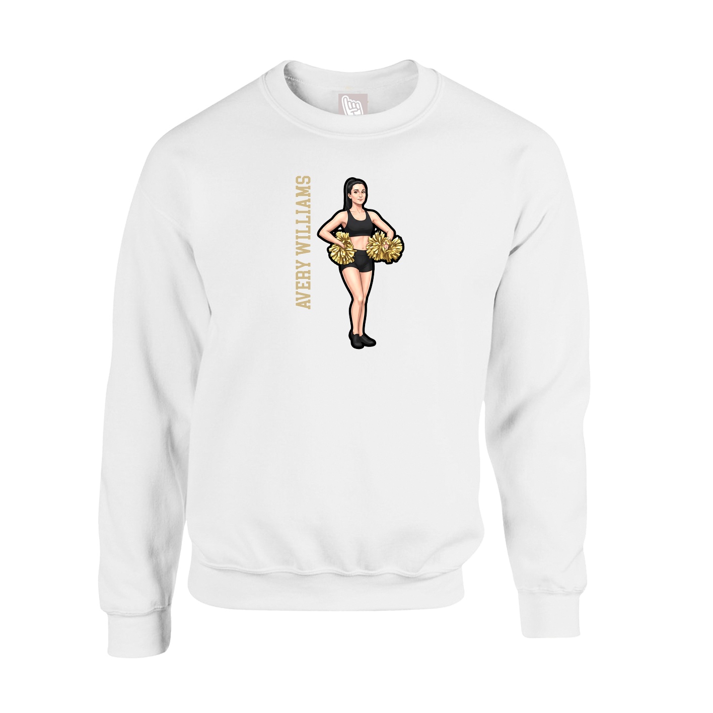 Fleece Crew — Name Vertical in White