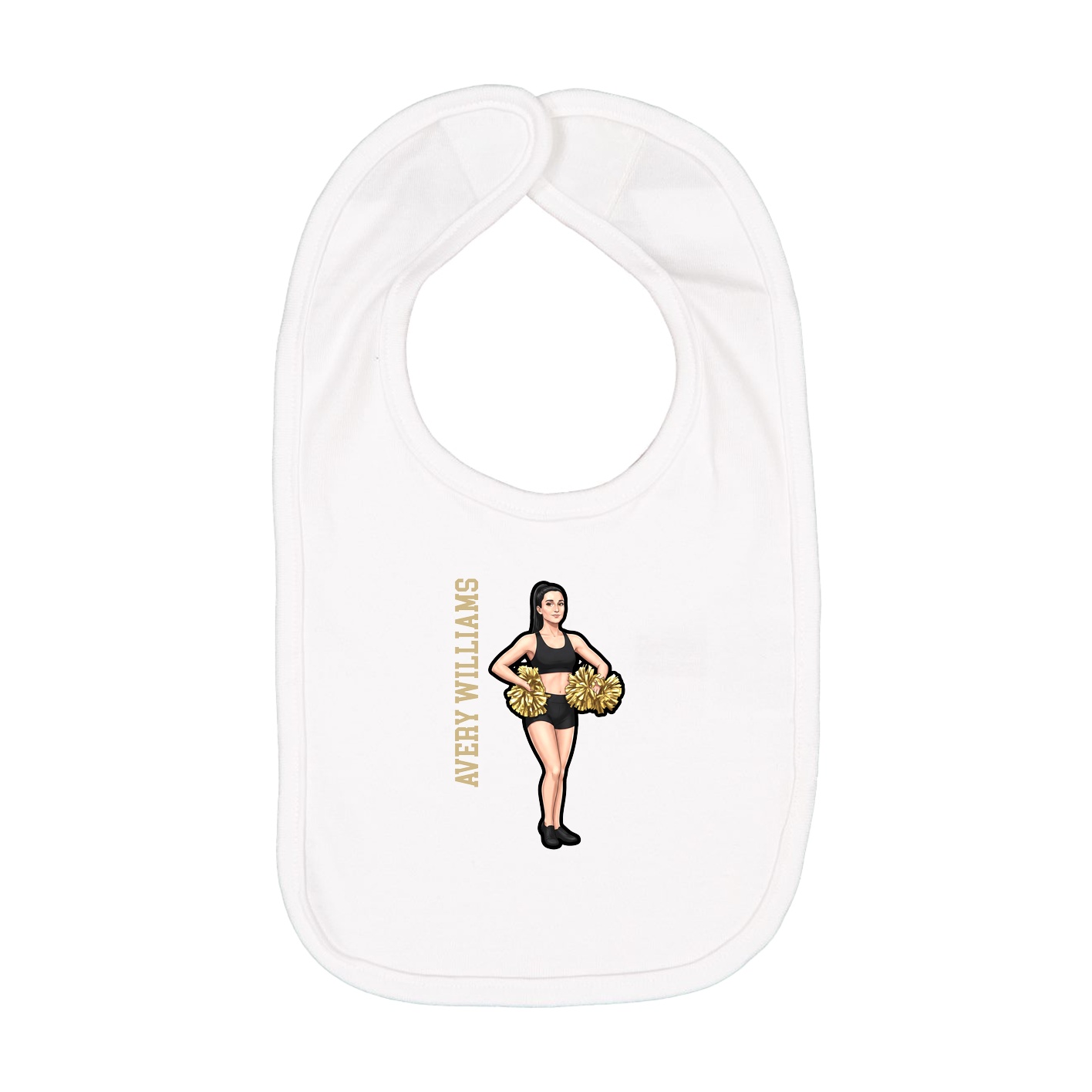 Infant Bib — Name Vertical in White