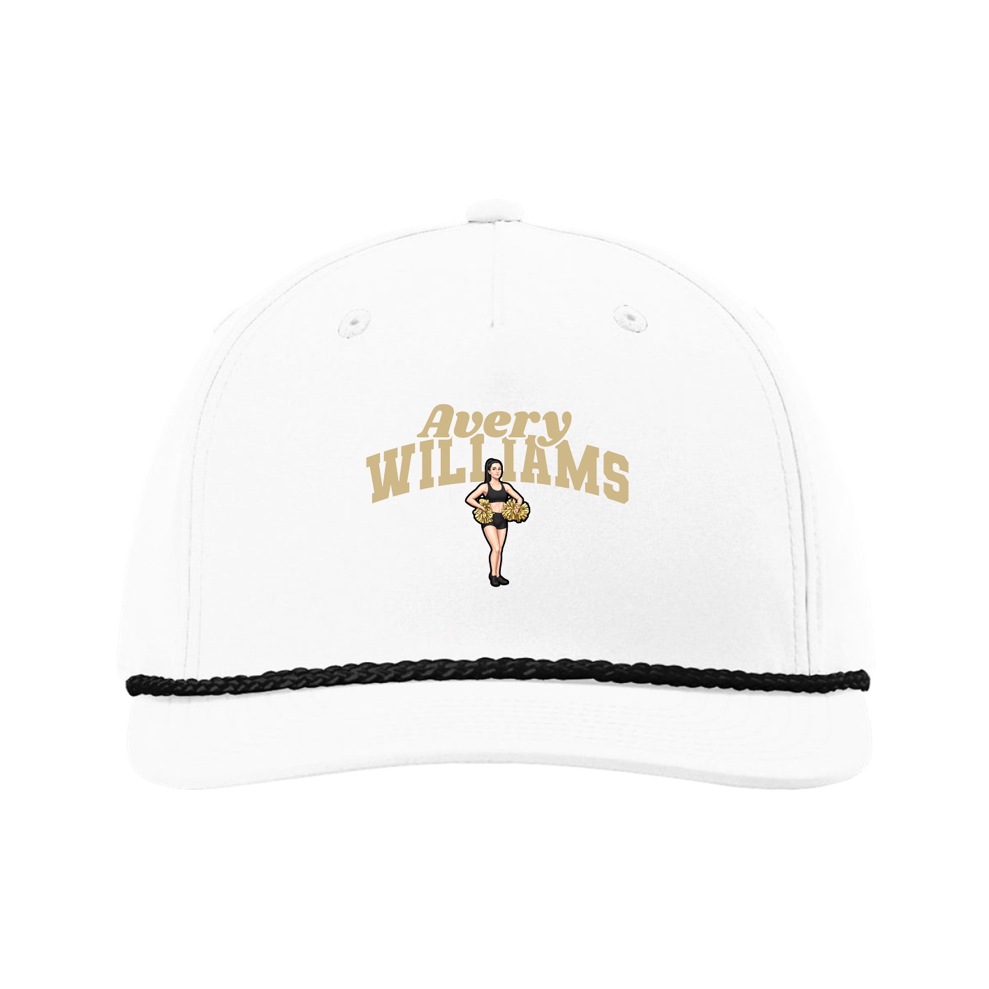 Five-Panel Classic Rope Cap — Signature Arch in White
