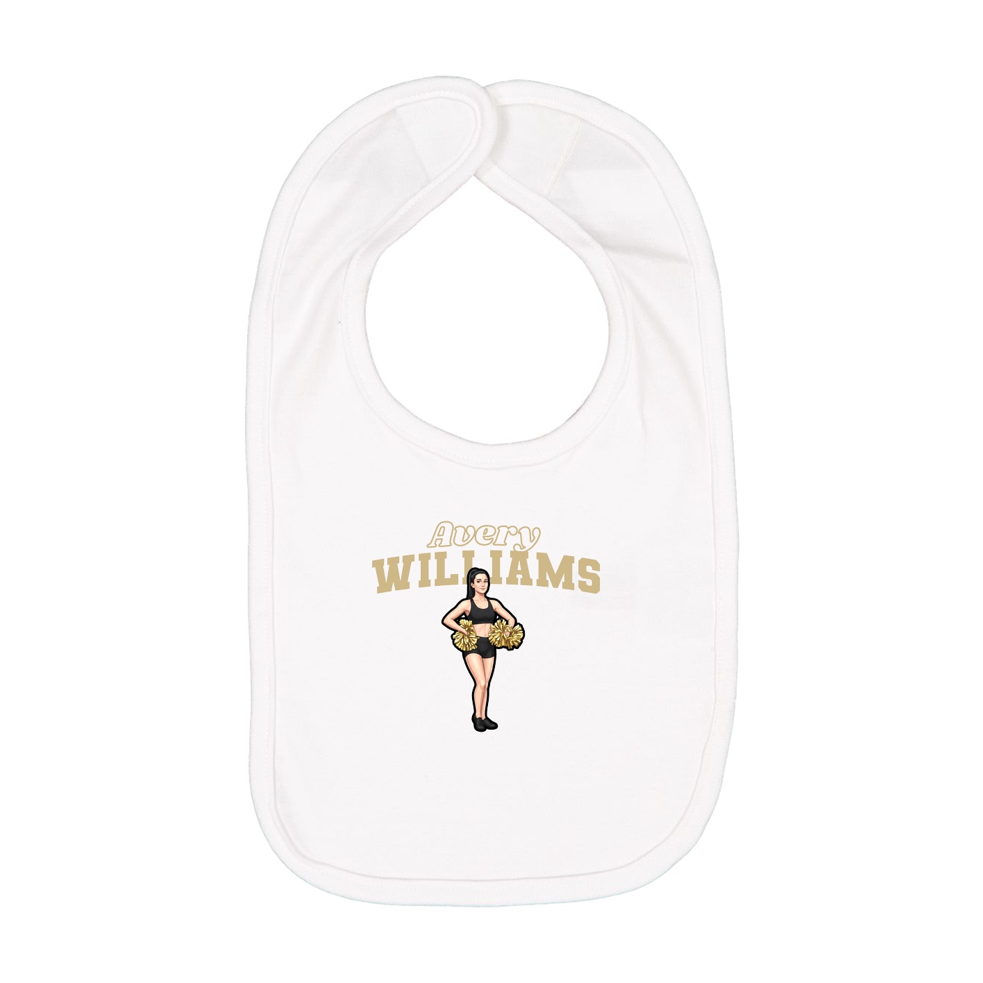 Infant Bib — Name Arch in White
