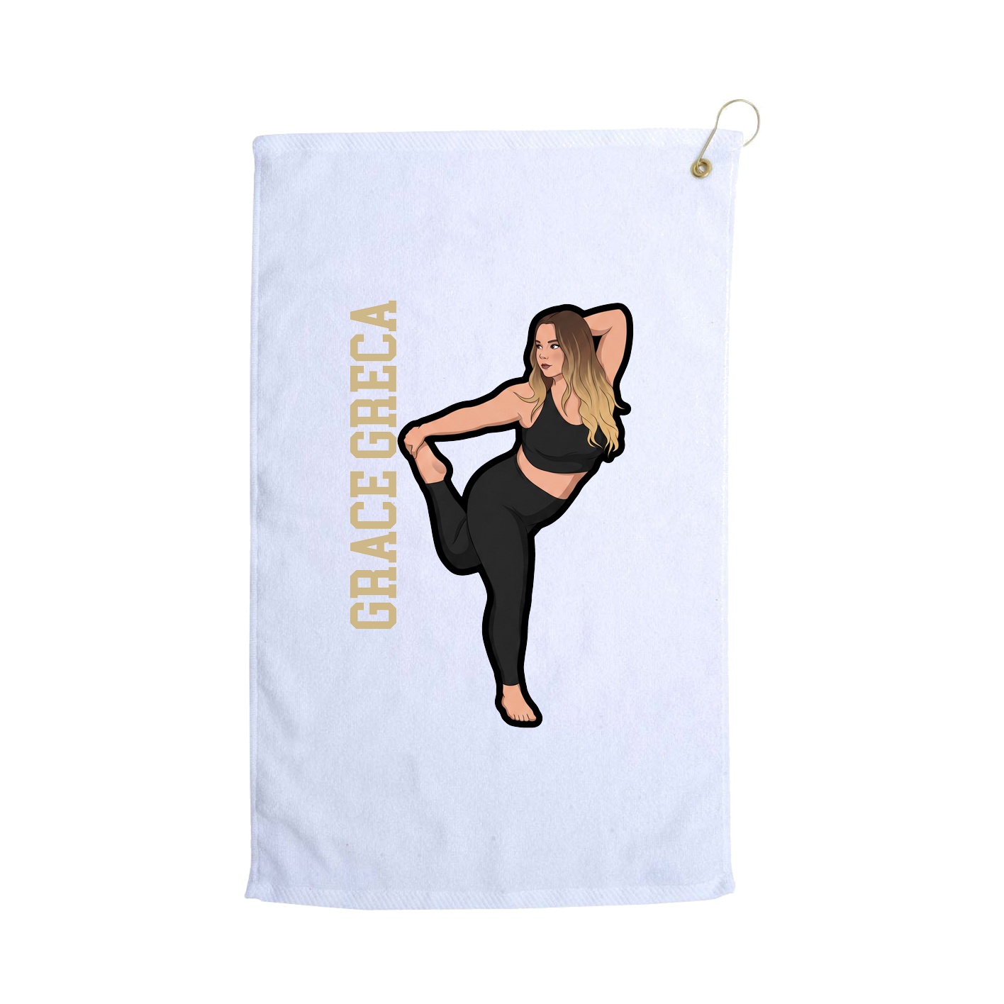 Golf Towel — Name Vertical in White