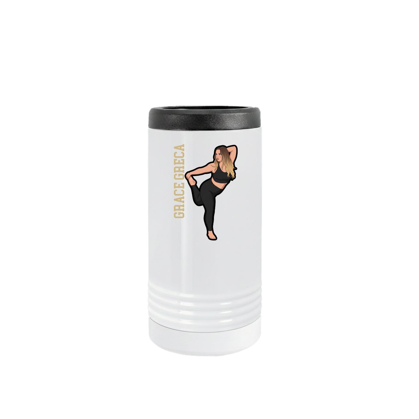 Slim Beverage Holder — Name Vertical in White