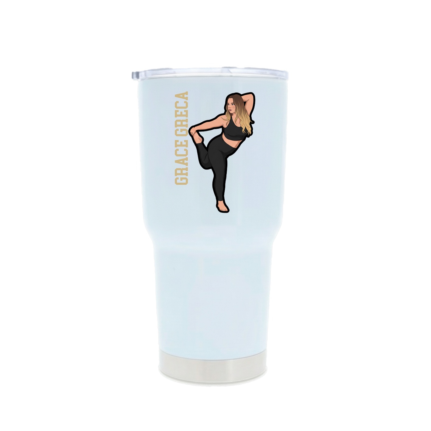 30oz Stainless Steel Tumbler — Name Vertical in White