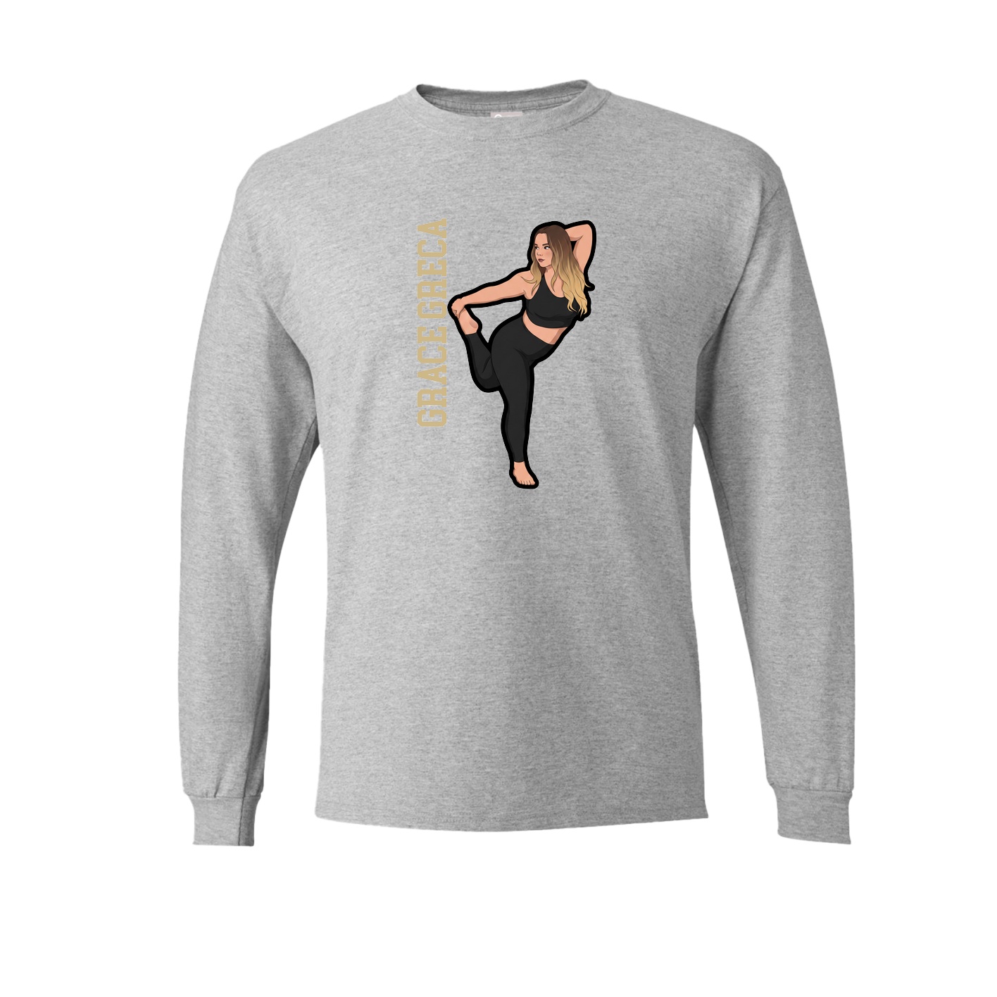 Long Sleeve Tee — Name Vertical in Grey