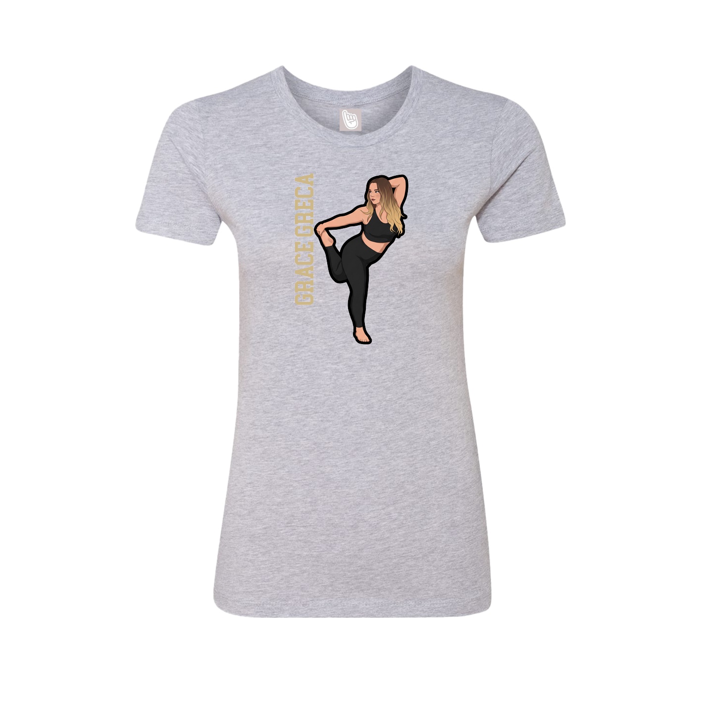 Fitted Women's Tee — Name Vertical in Grey