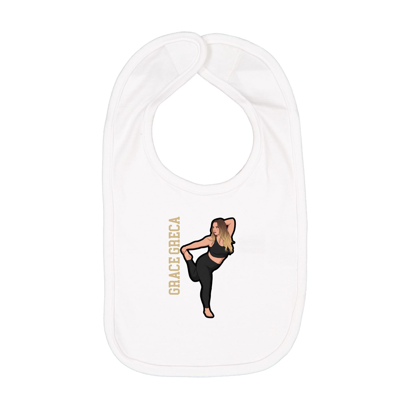 Infant Bib — Name Vertical in White