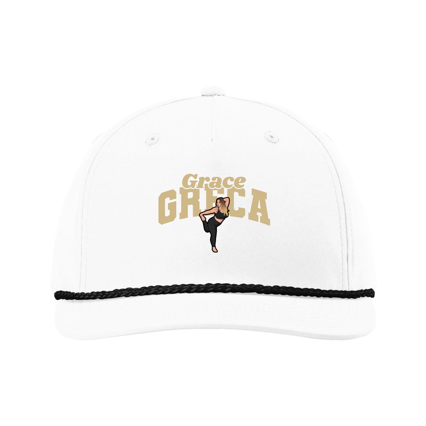 Five-Panel Classic Rope Cap — Signature Arch in White