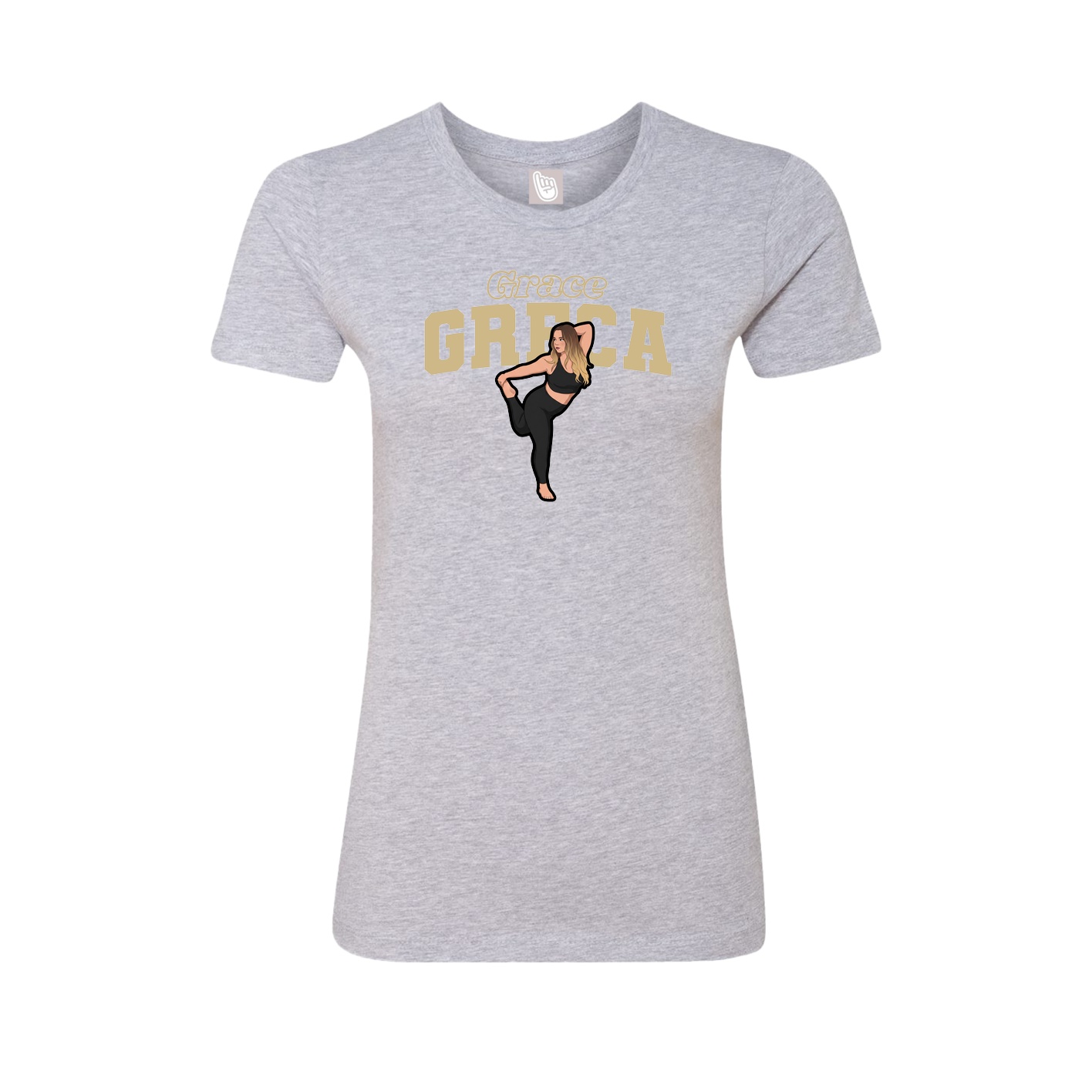 Fitted Women's Tee — Name Arch in Grey