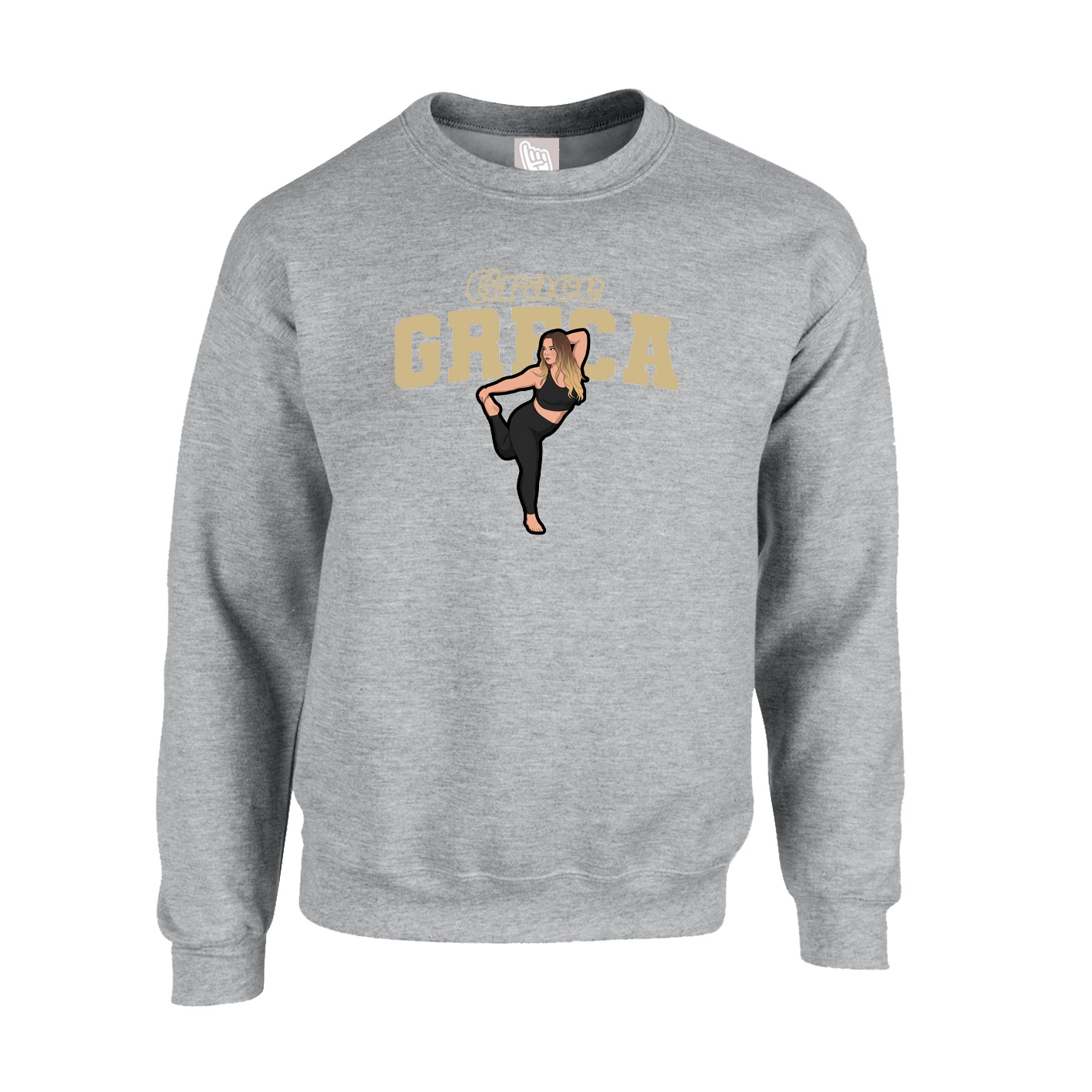 Fleece Crew — Name Arch in Grey