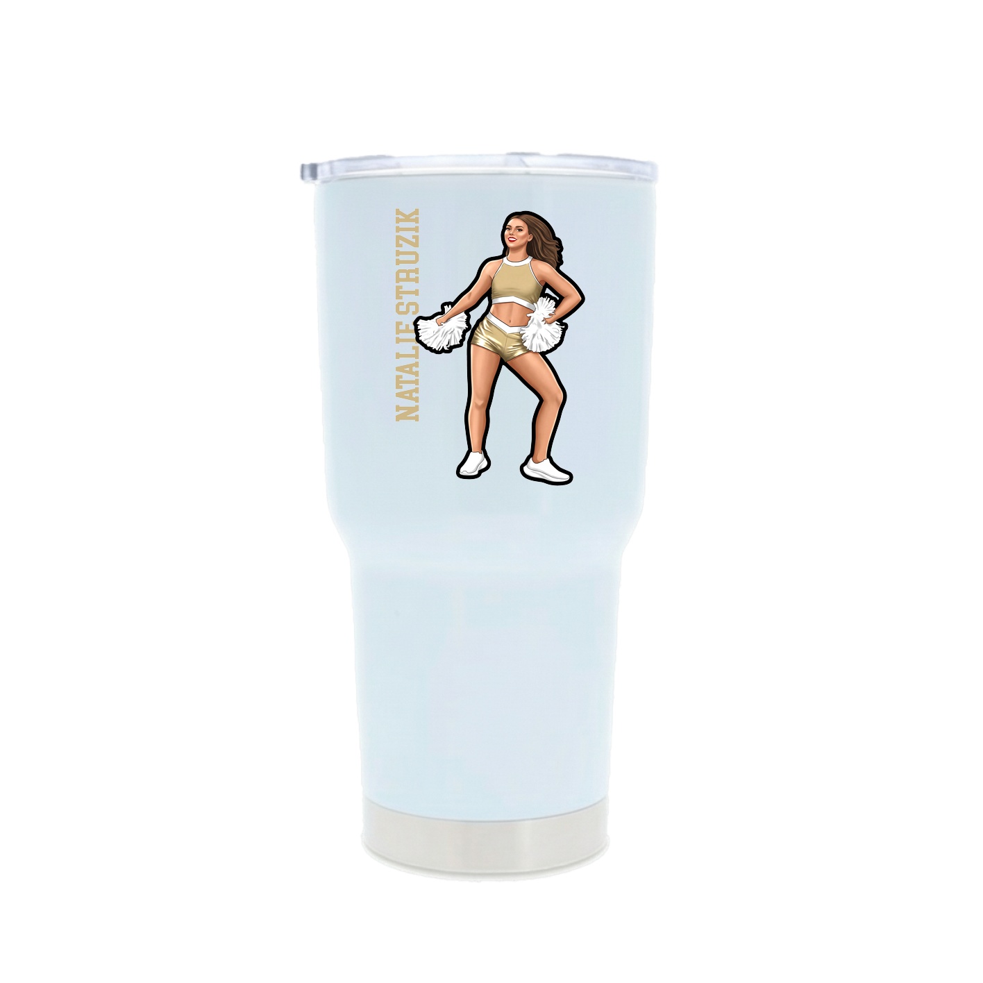 30oz Stainless Steel Tumbler — Name Vertical in White