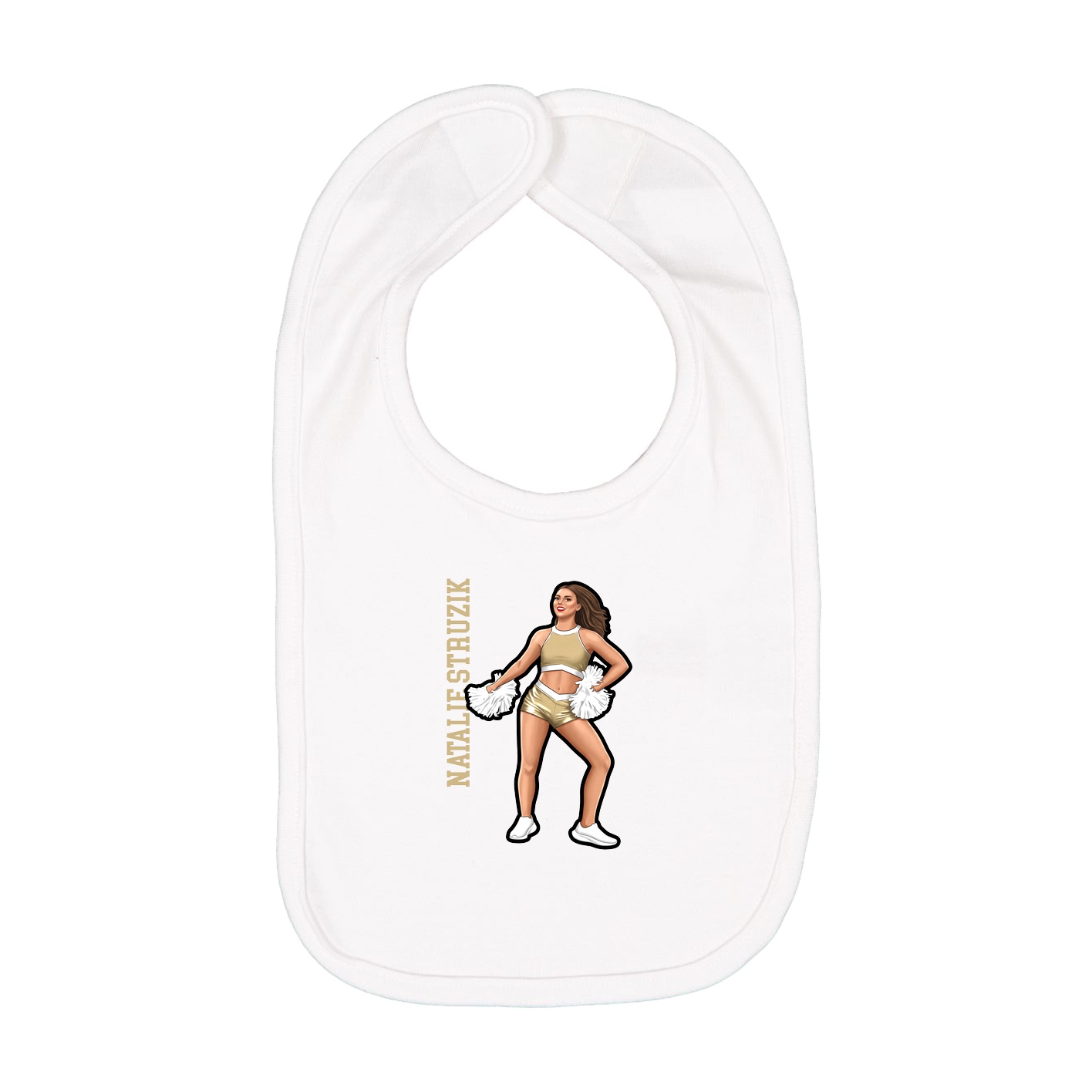 Infant Bib — Name Vertical in White