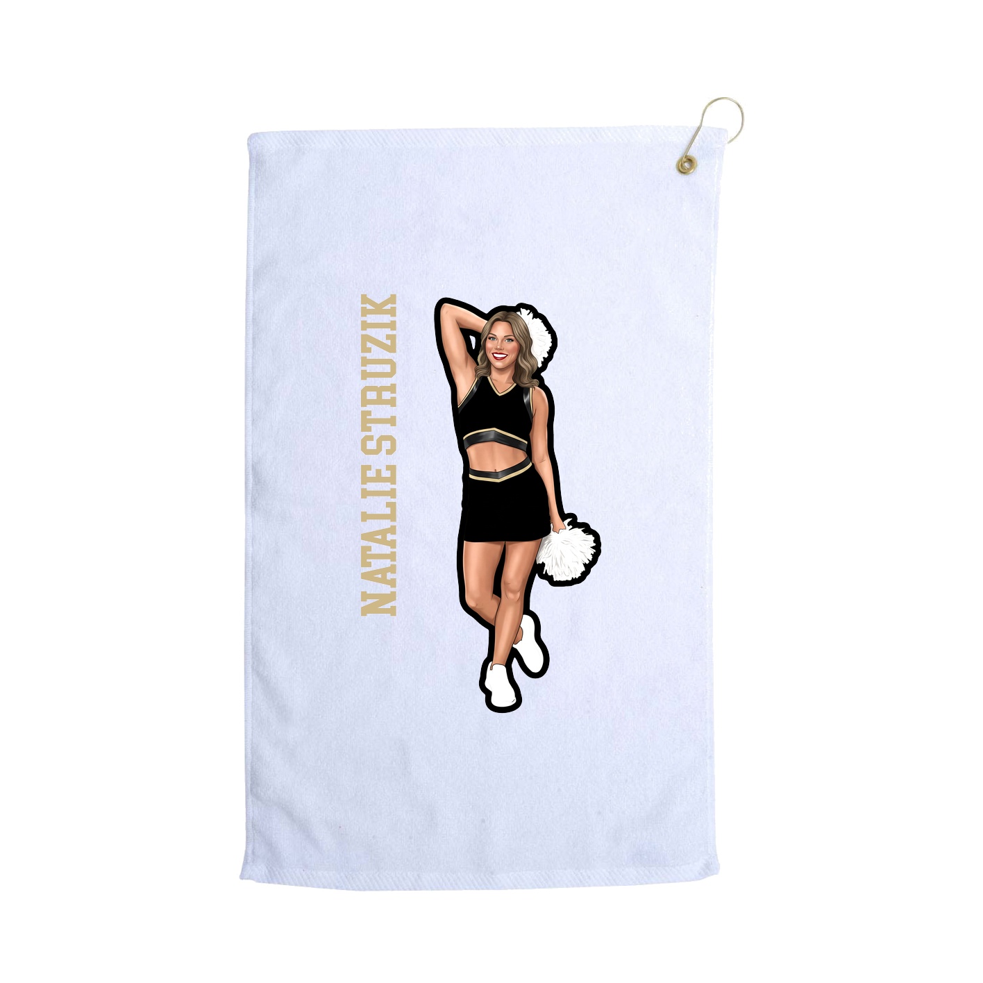 Golf Towel — Name Vertical in White