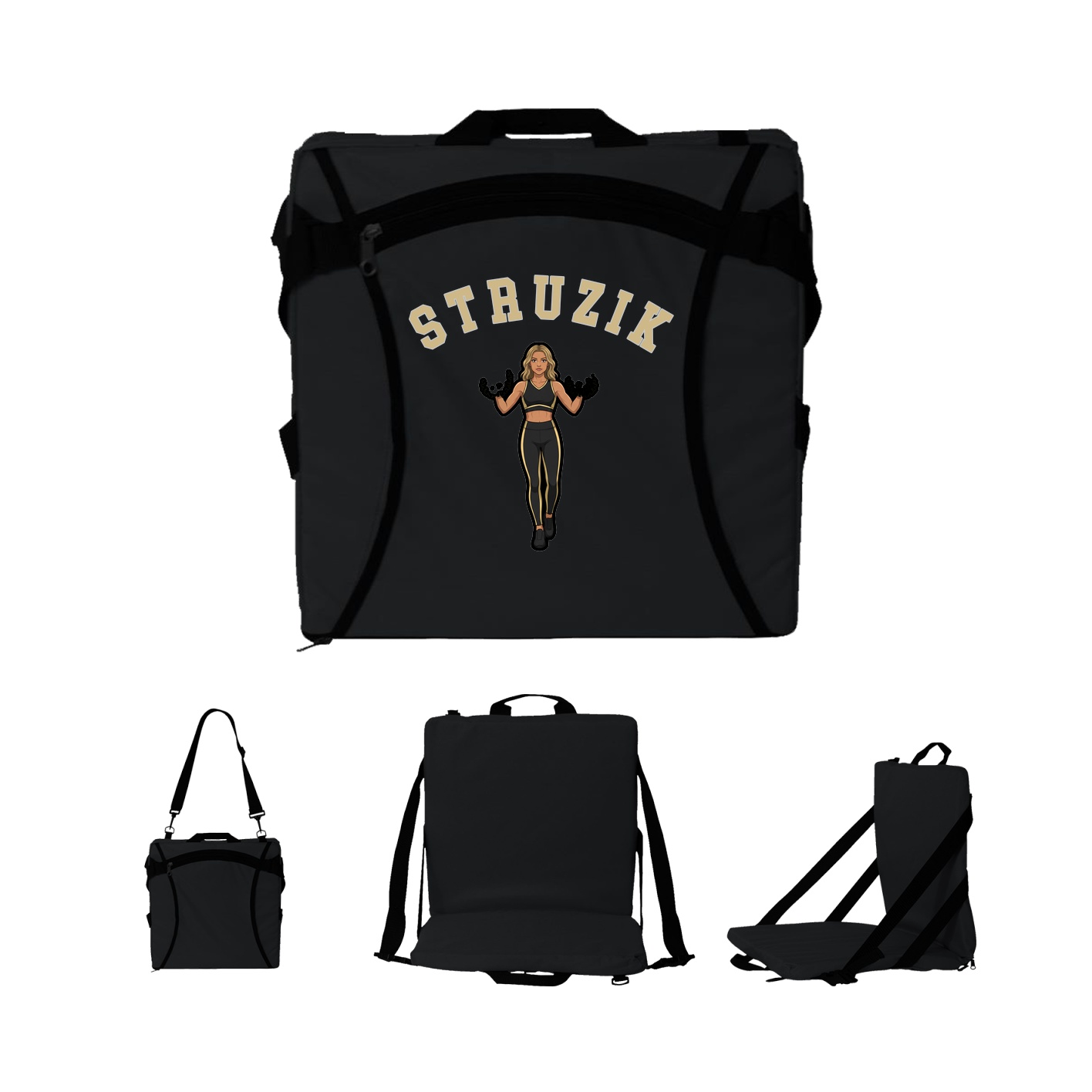 Folding Stadium Seat — Shirsey Arch in Black