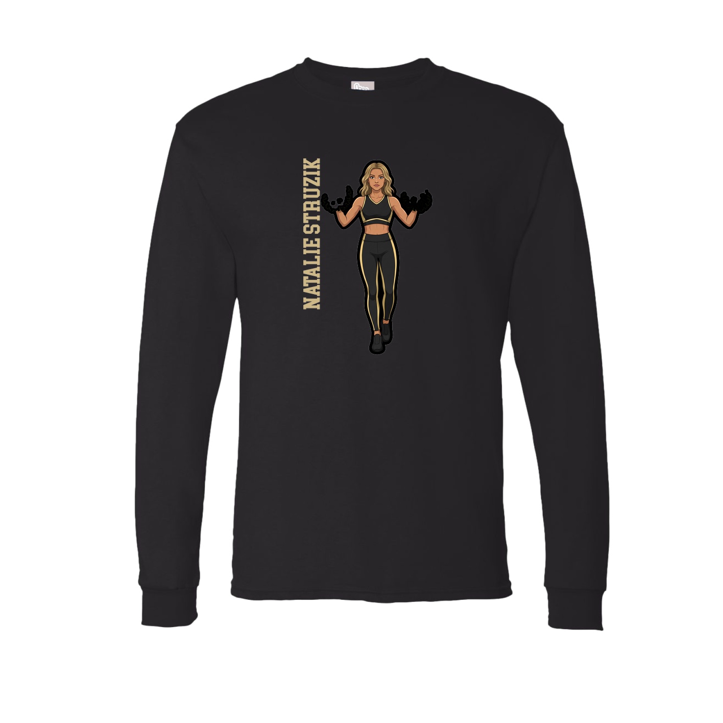 Long Sleeve Tee — Name Vertical in Black