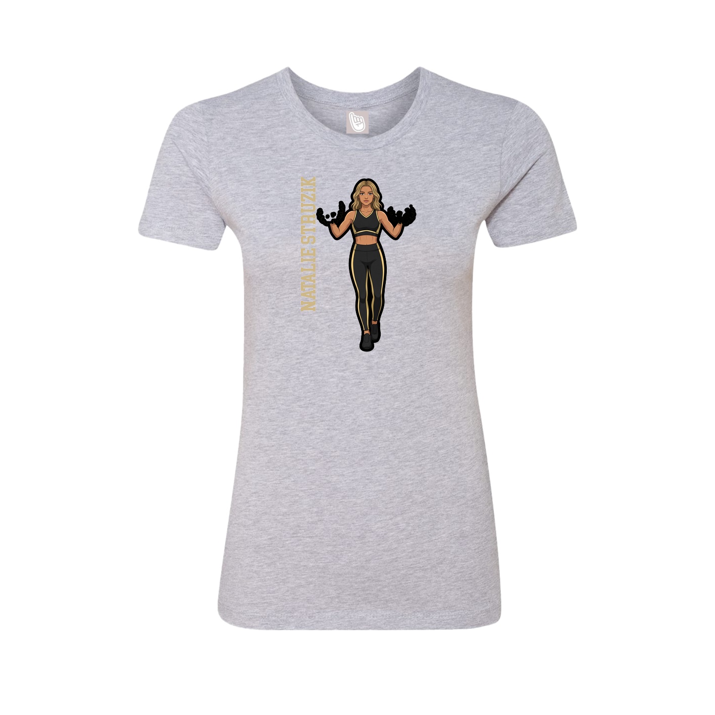Womens Tee — Name Vertical in Grey