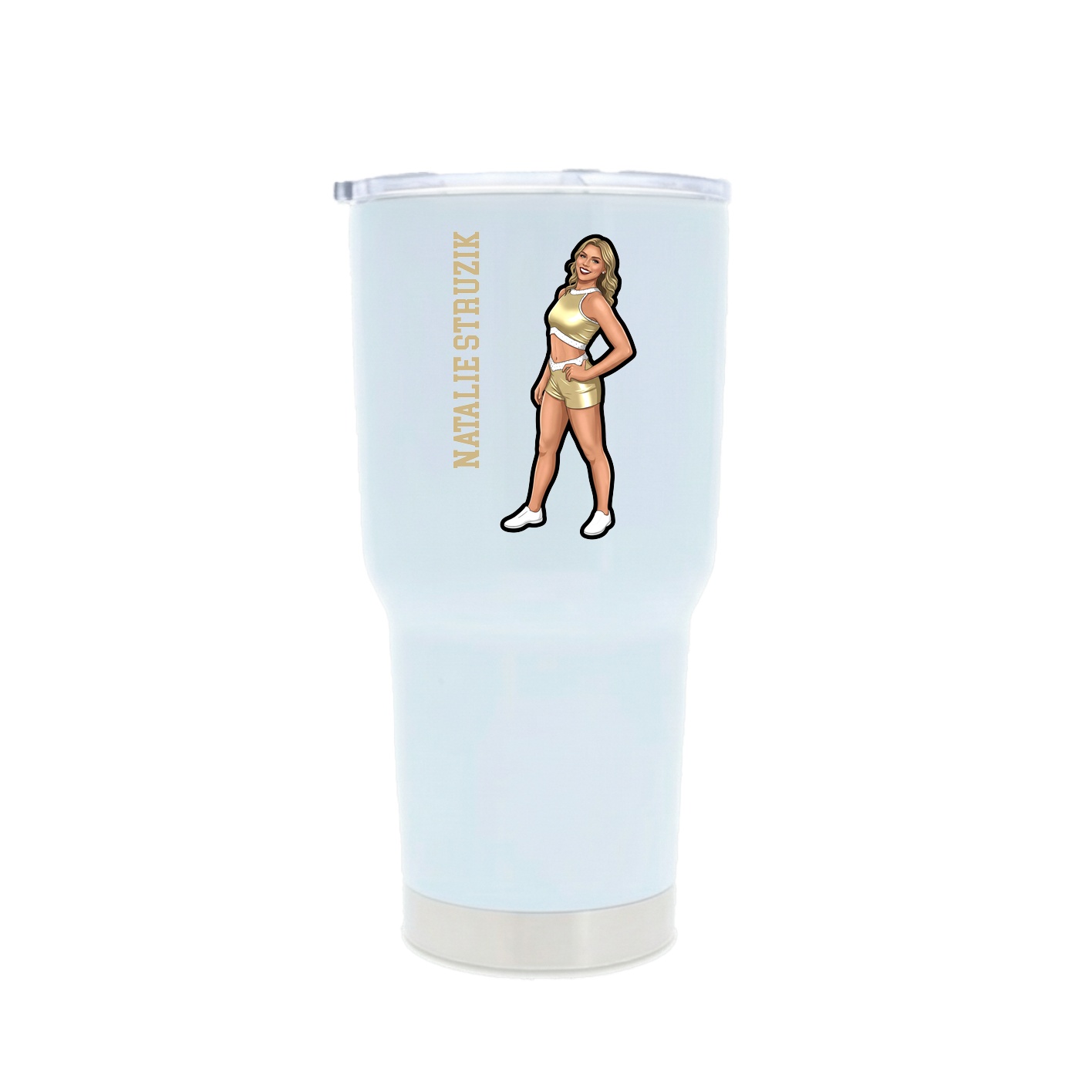 30oz Stainless Steel Tumbler — Name Vertical in White
