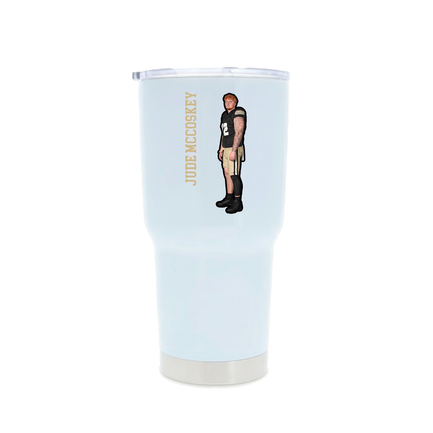 30oz Stainless Steel Tumbler — Name Vertical in White
