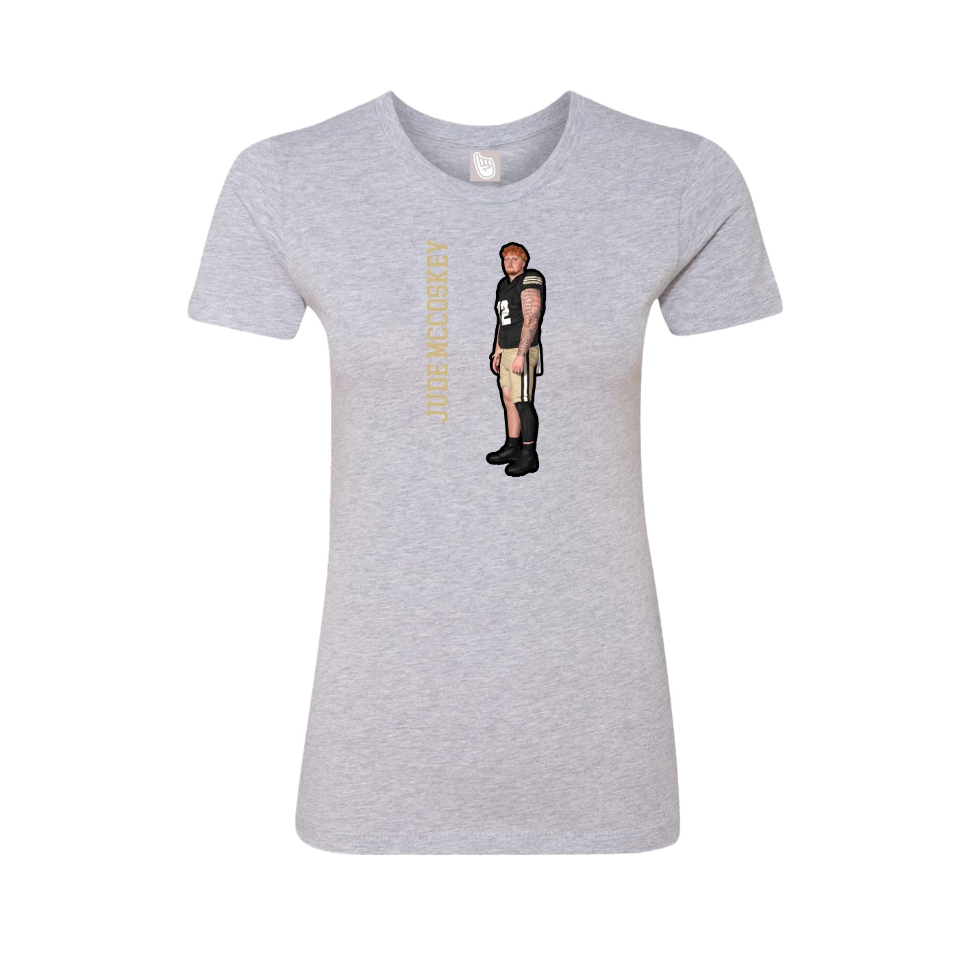 Fitted Women's Tee — Name Vertical in Grey