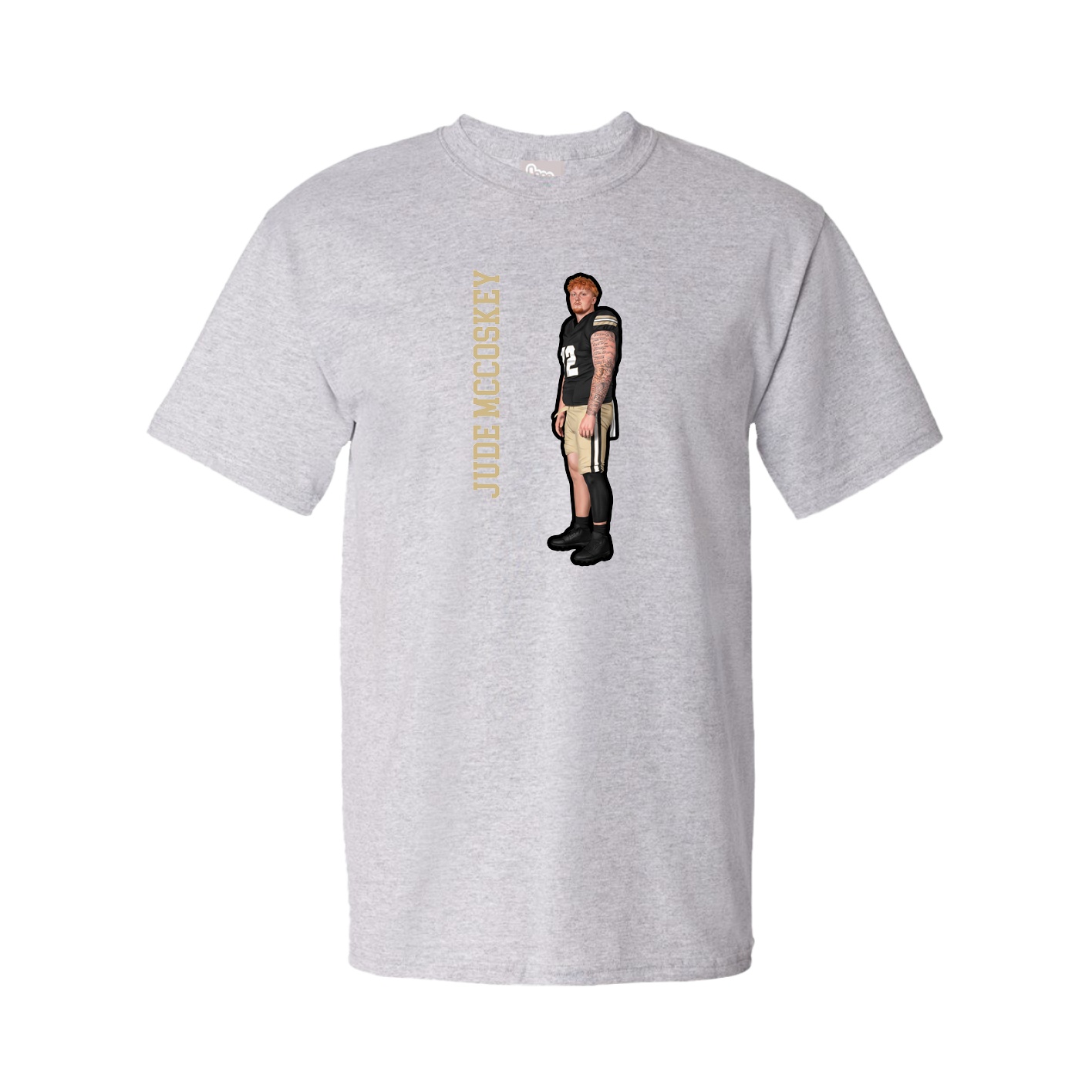 Youth Tee — Name Vertical in Grey