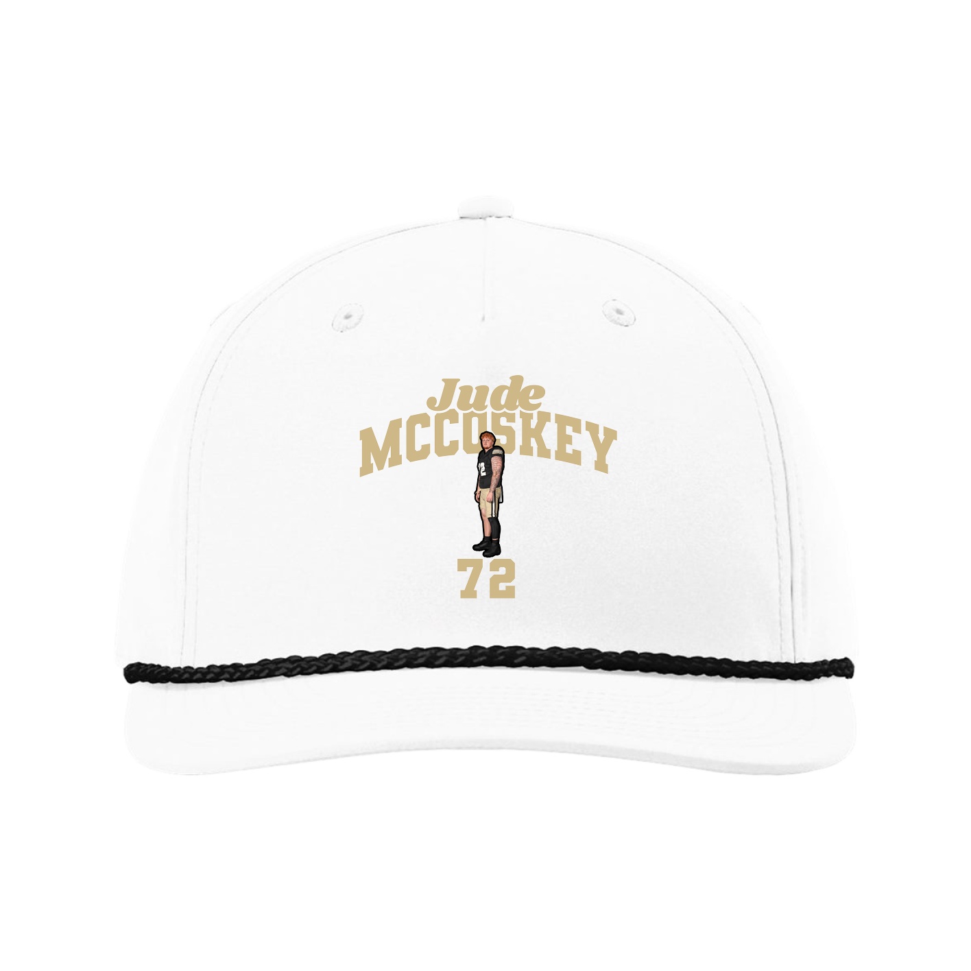 Five-Panel Classic Rope Cap — Signature Arch in White