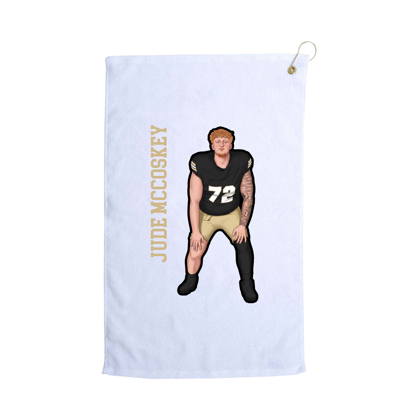 Golf Towel — Name Vertical in White