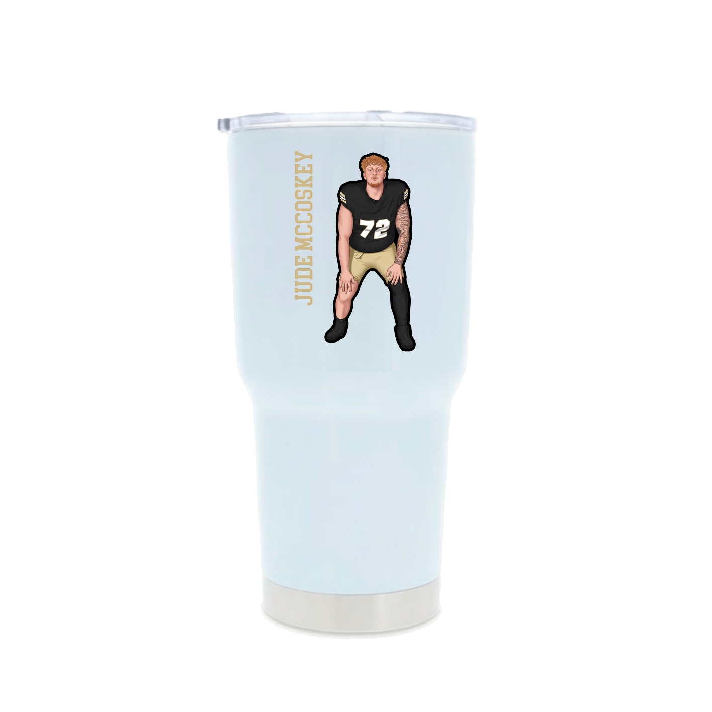 30oz Stainless Steel Tumbler — Name Vertical in White