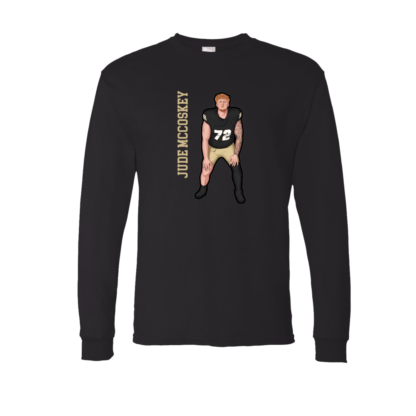 Long Sleeve Tee — Name Vertical in Black
