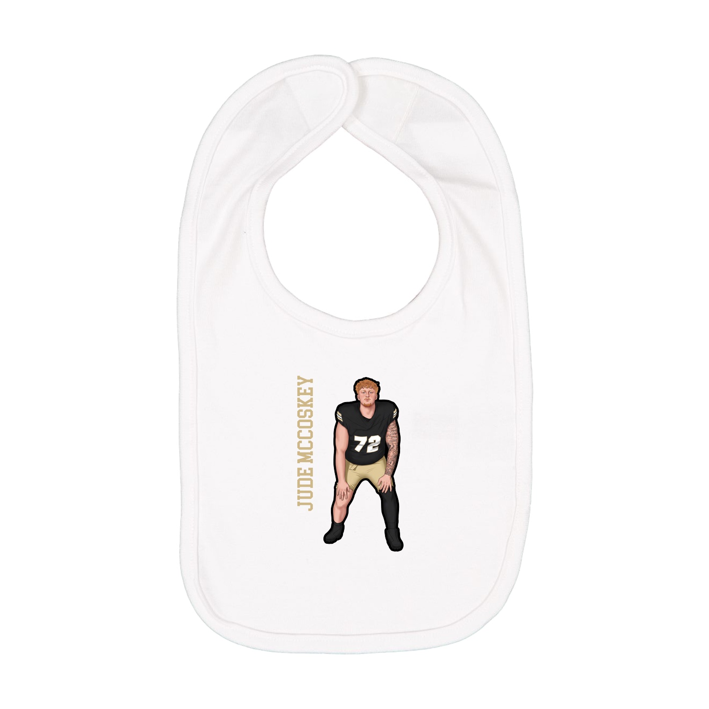 Infant Bib — Name Vertical in White