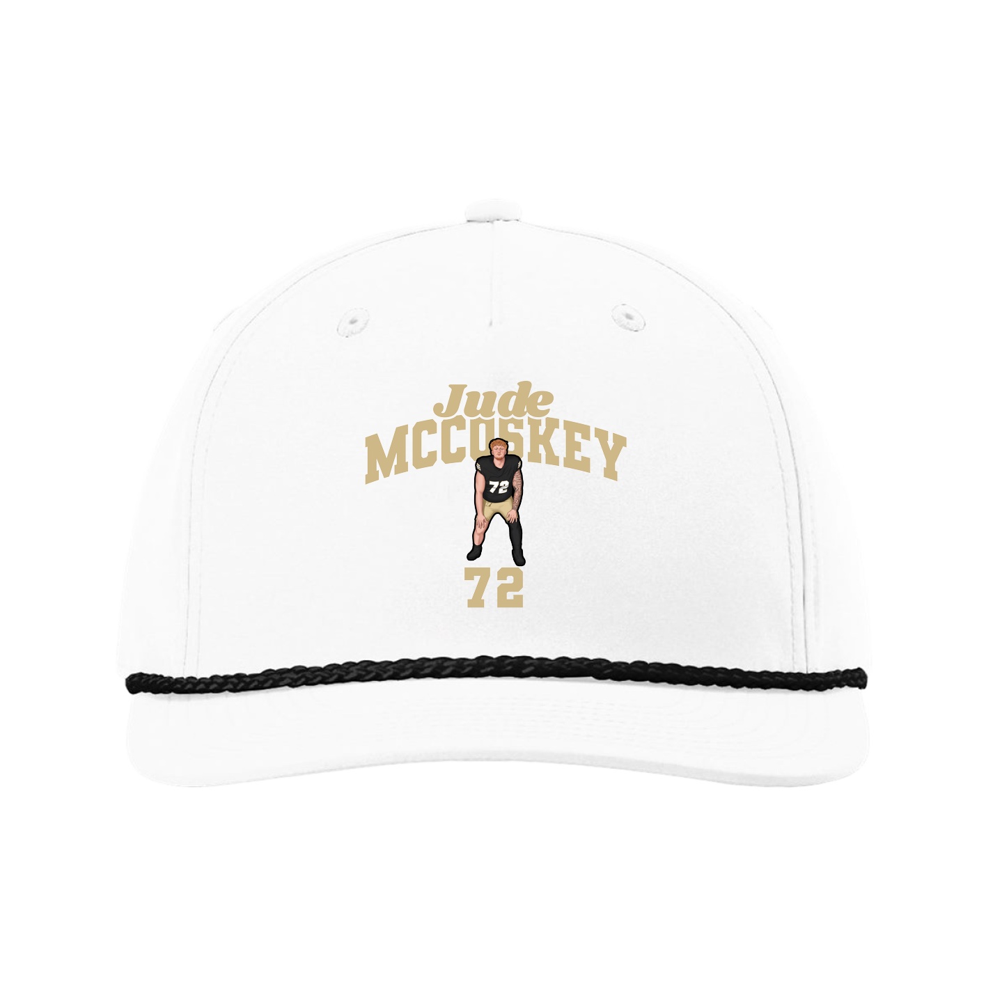 Five-Panel Classic Rope Cap — Signature Arch in White
